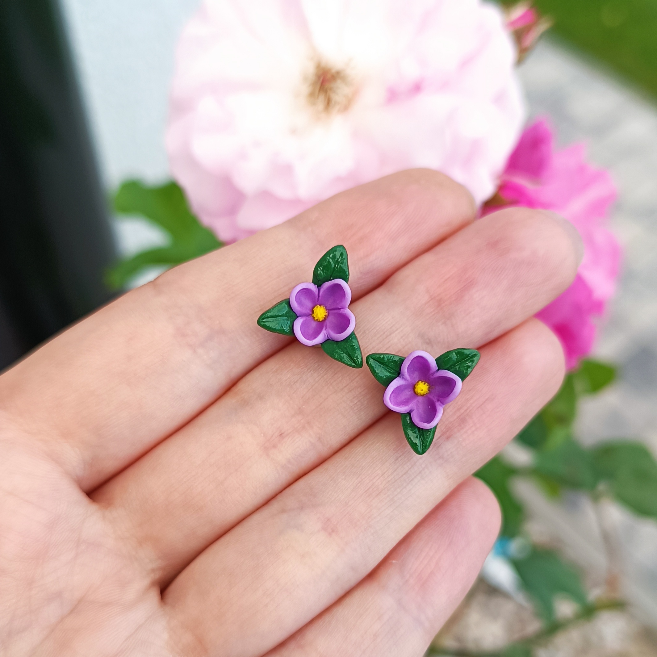 Kolczyki kwiatki bzu sztyfty