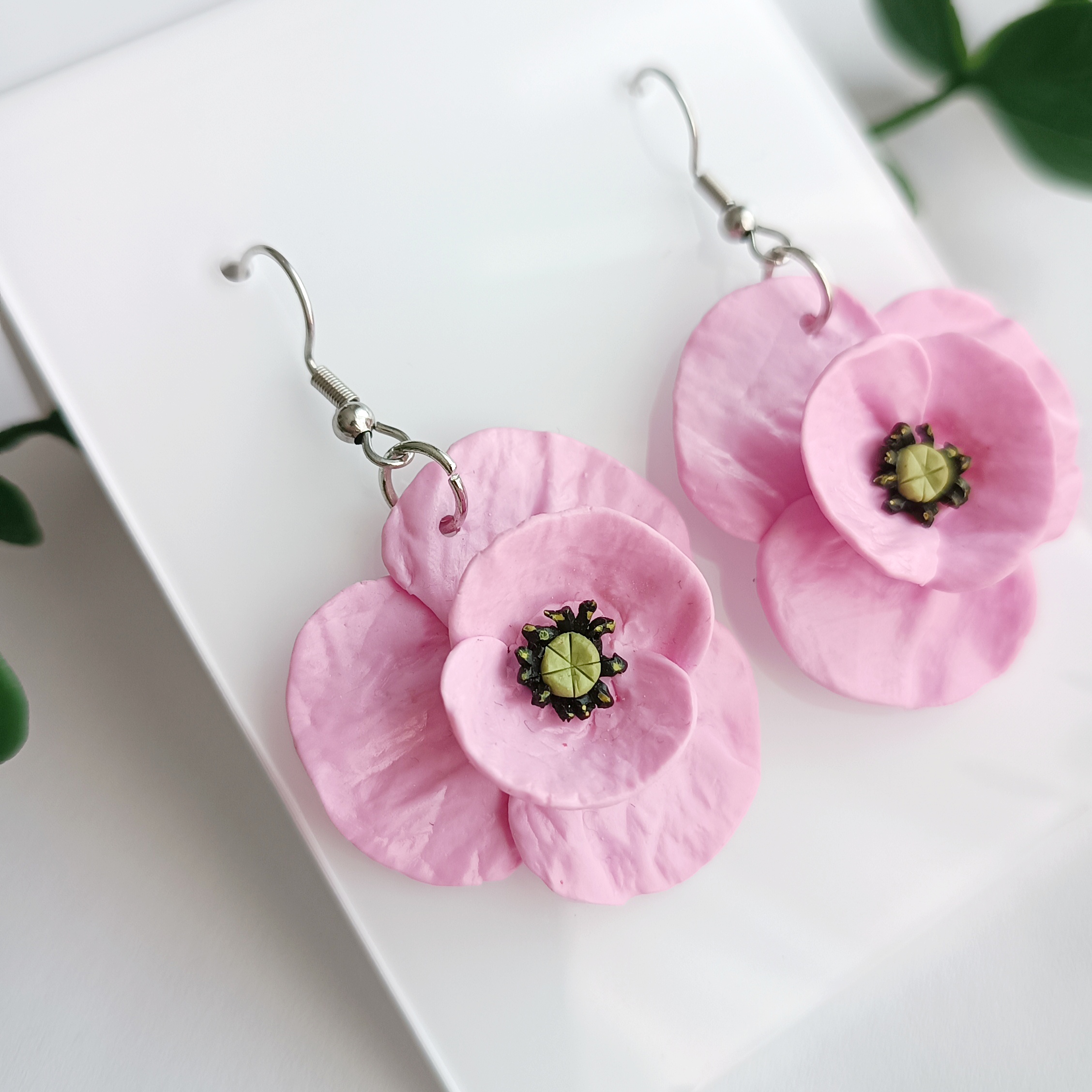 Kolczyki różowe maki