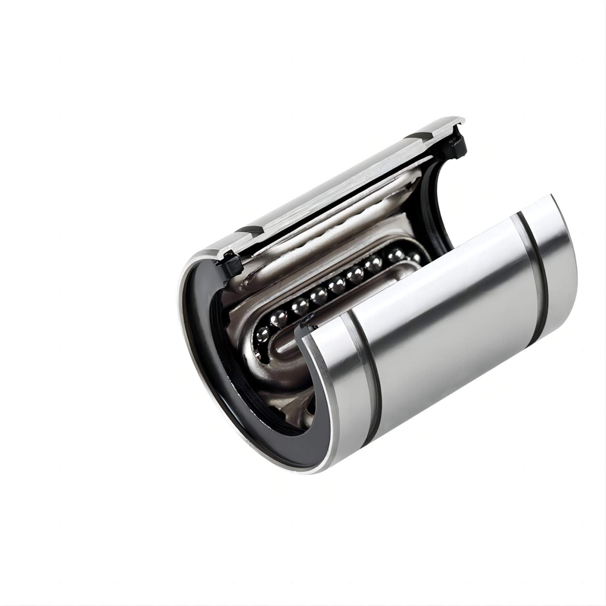 10pcs-LMOP Open linear sliding shaft bearing  - Graphitic copper sleeve/ Steel retainer/ Nylon retainer