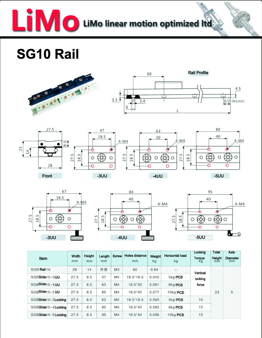 SGB10 Black Aluminum T slot linear extrusion roller bearing slider
