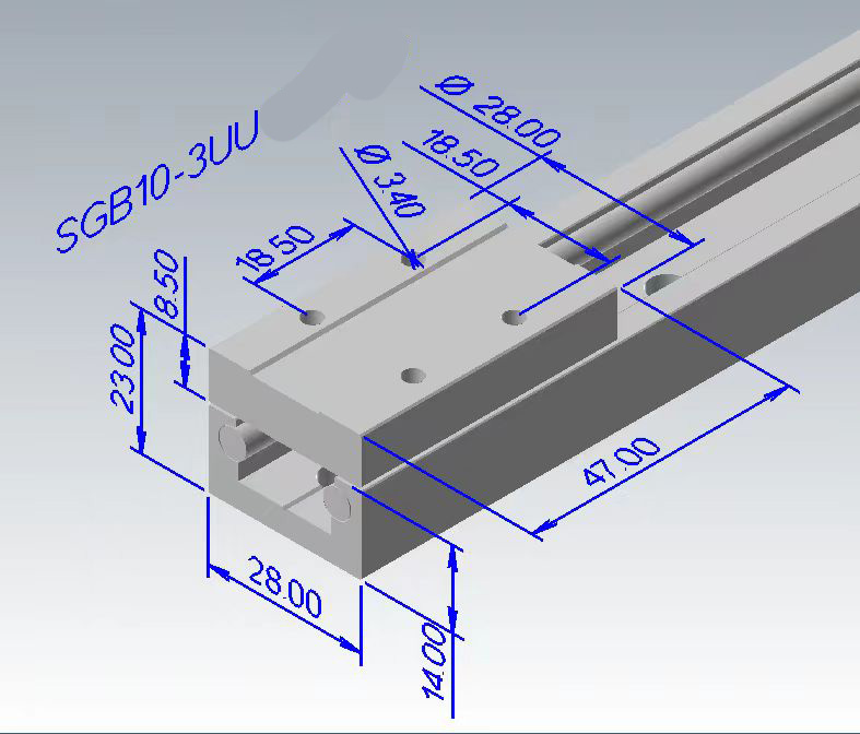 SGB10 Silver Aluminum T slot linear extrusion roller bearing slider
