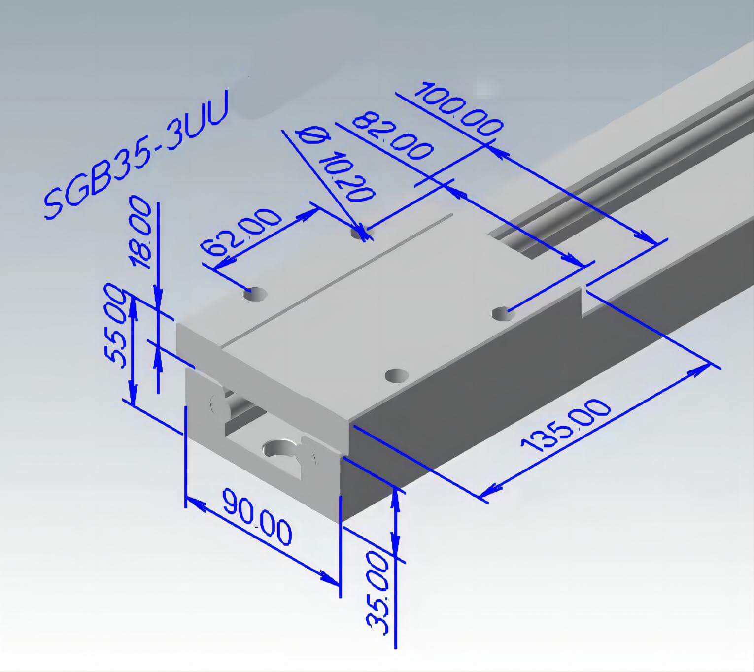 SGB35 Aluminum sliding roller bearing linear rail