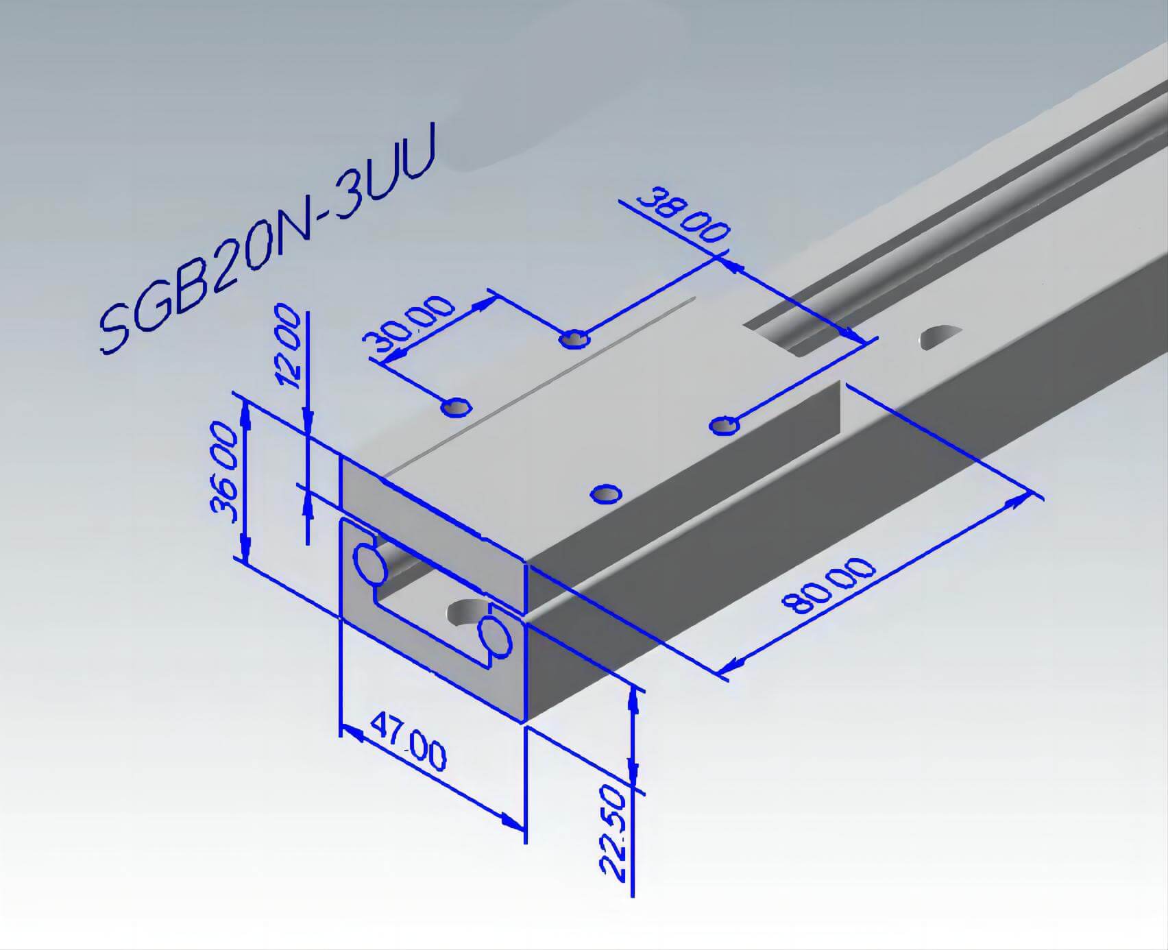 SGB20N Silver linear guide roller bearing sliding rail