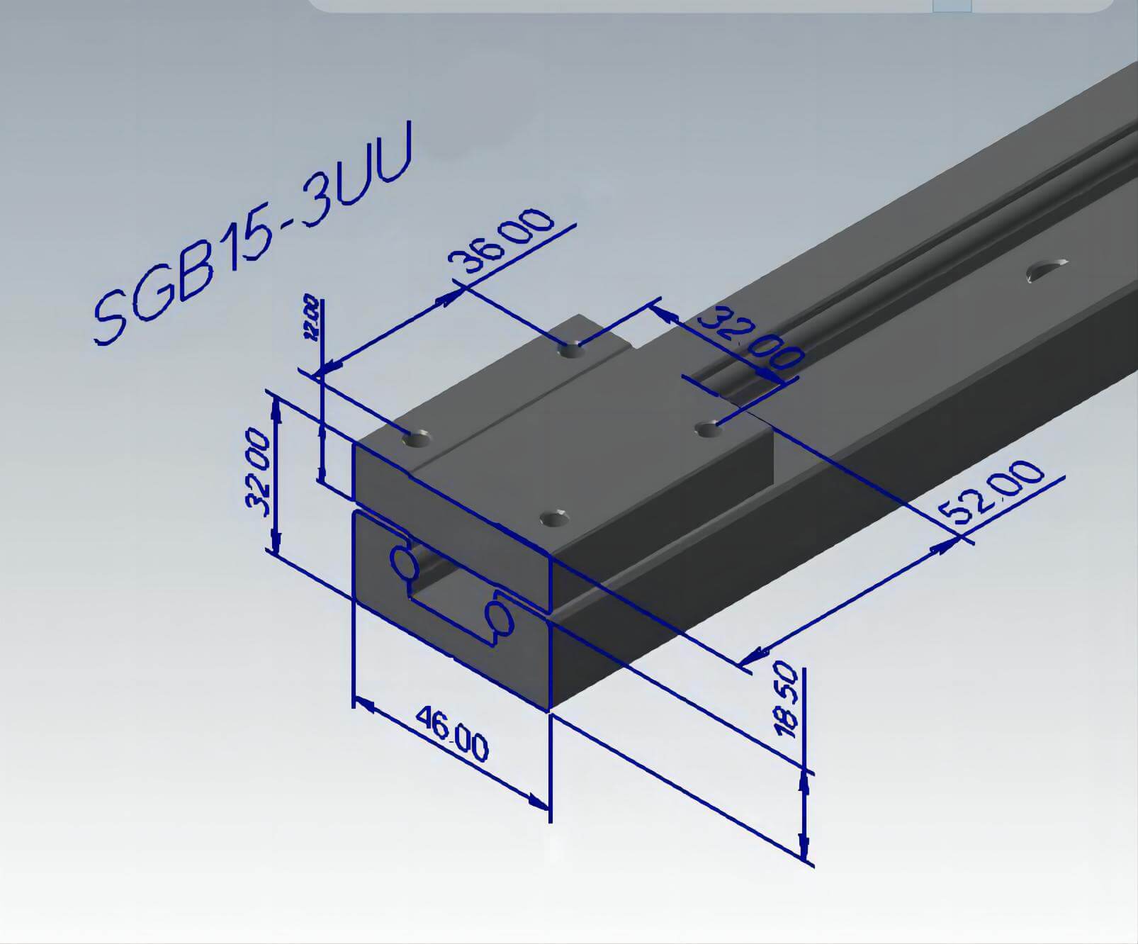 SGB15 Silver linear track roller bearing guide rail