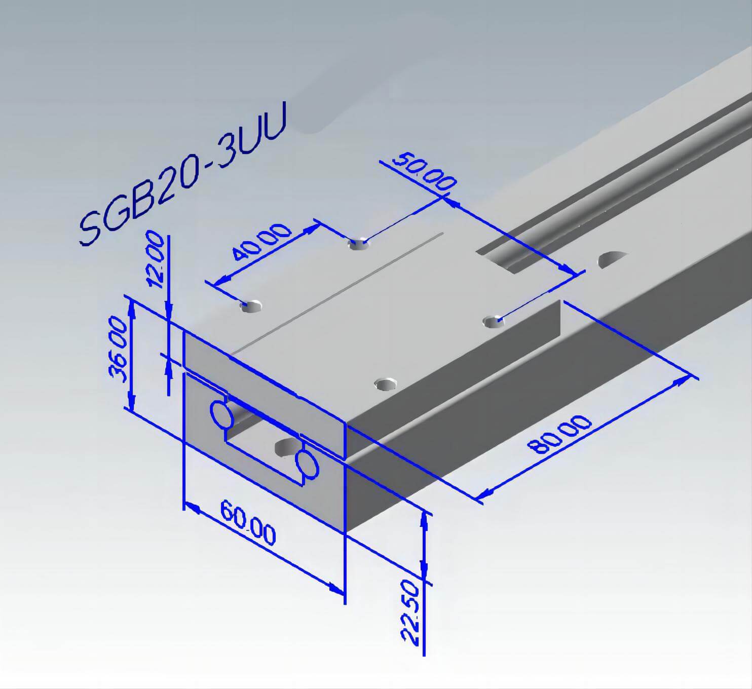 SGB20 Aluminum V linear roller bearing guide rail