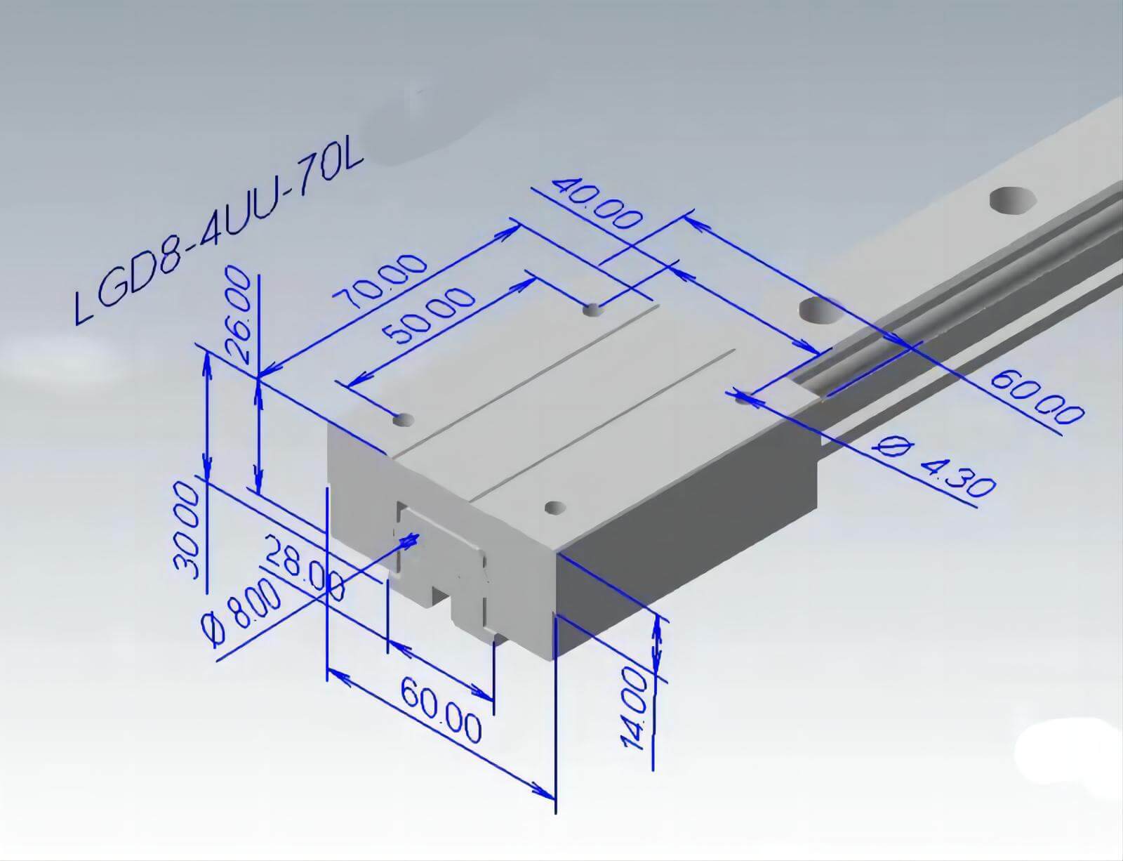 LGD8 Silver aluminum linear guide 