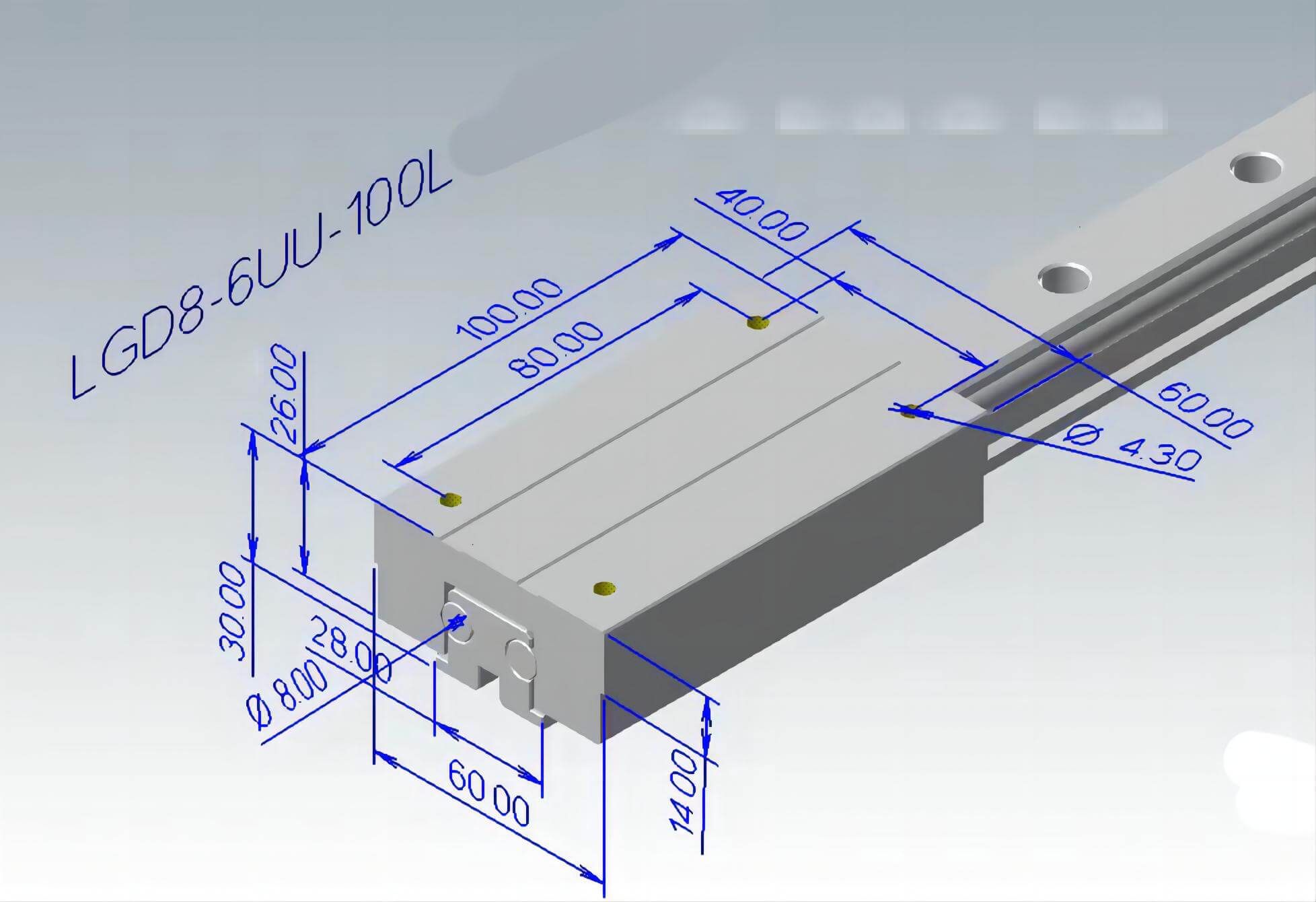 LGD8 Silver aluminum linear guide 