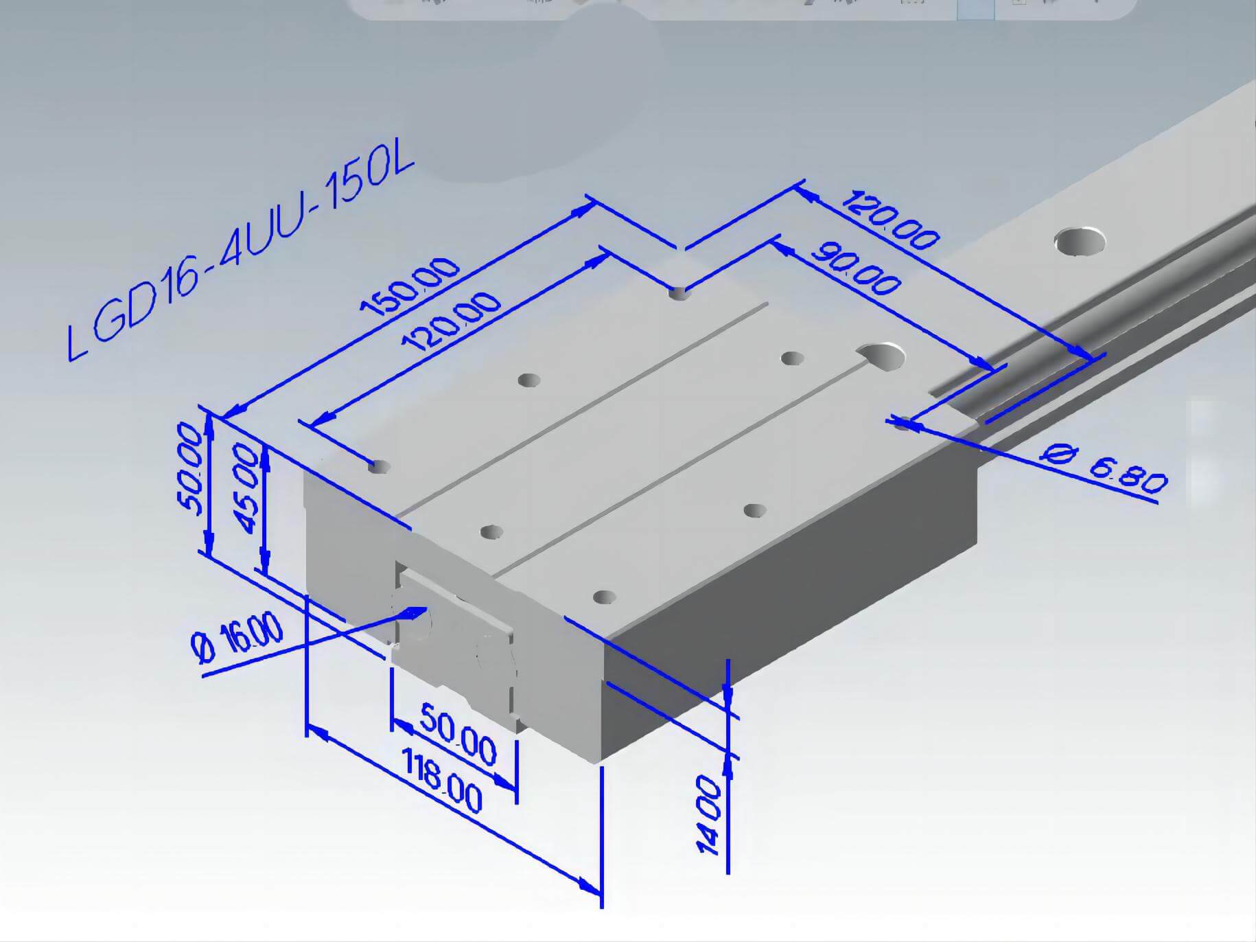 LGD16 Aluminum linear rail 