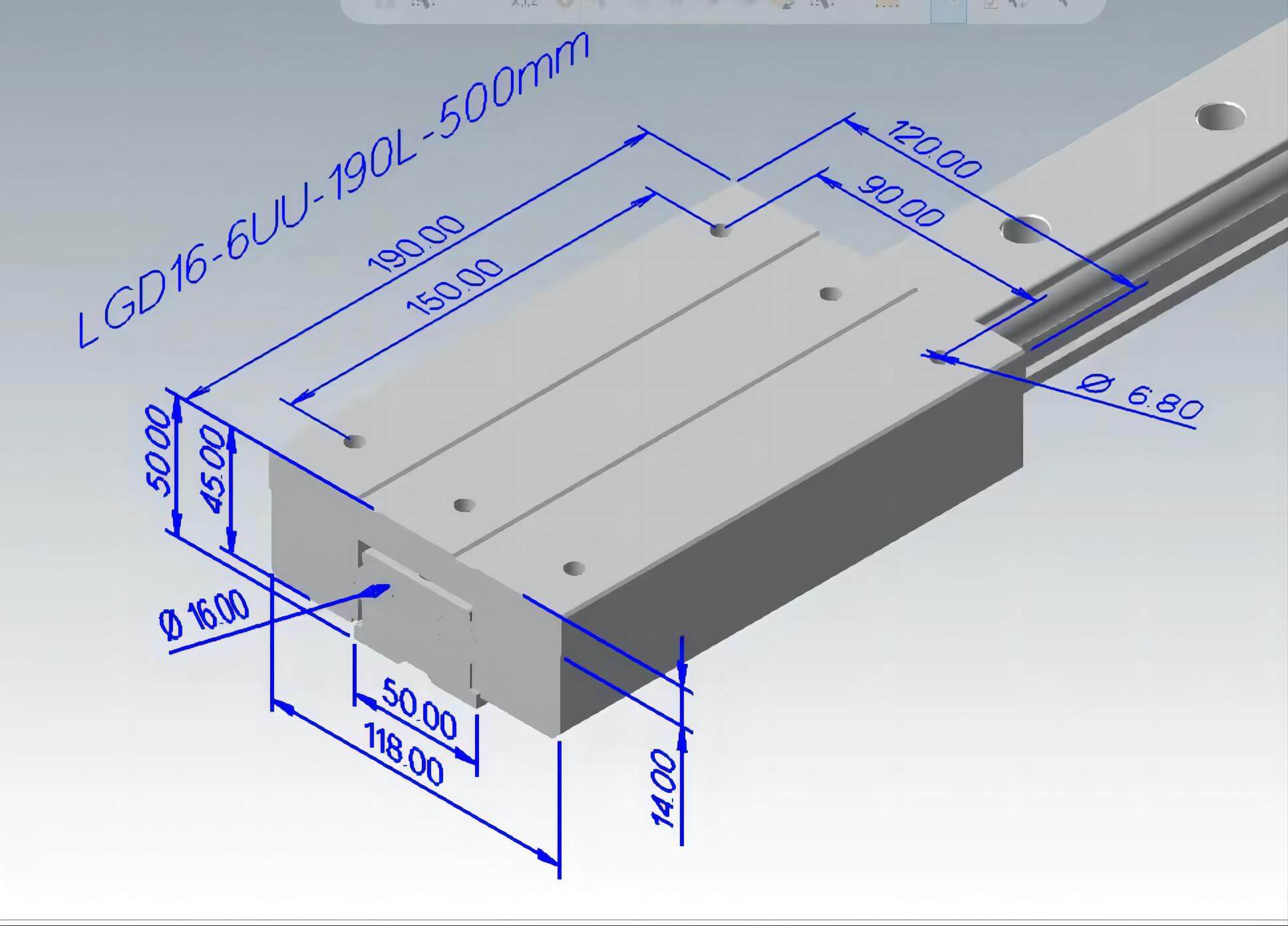 LGD16 Aluminum linear rail 