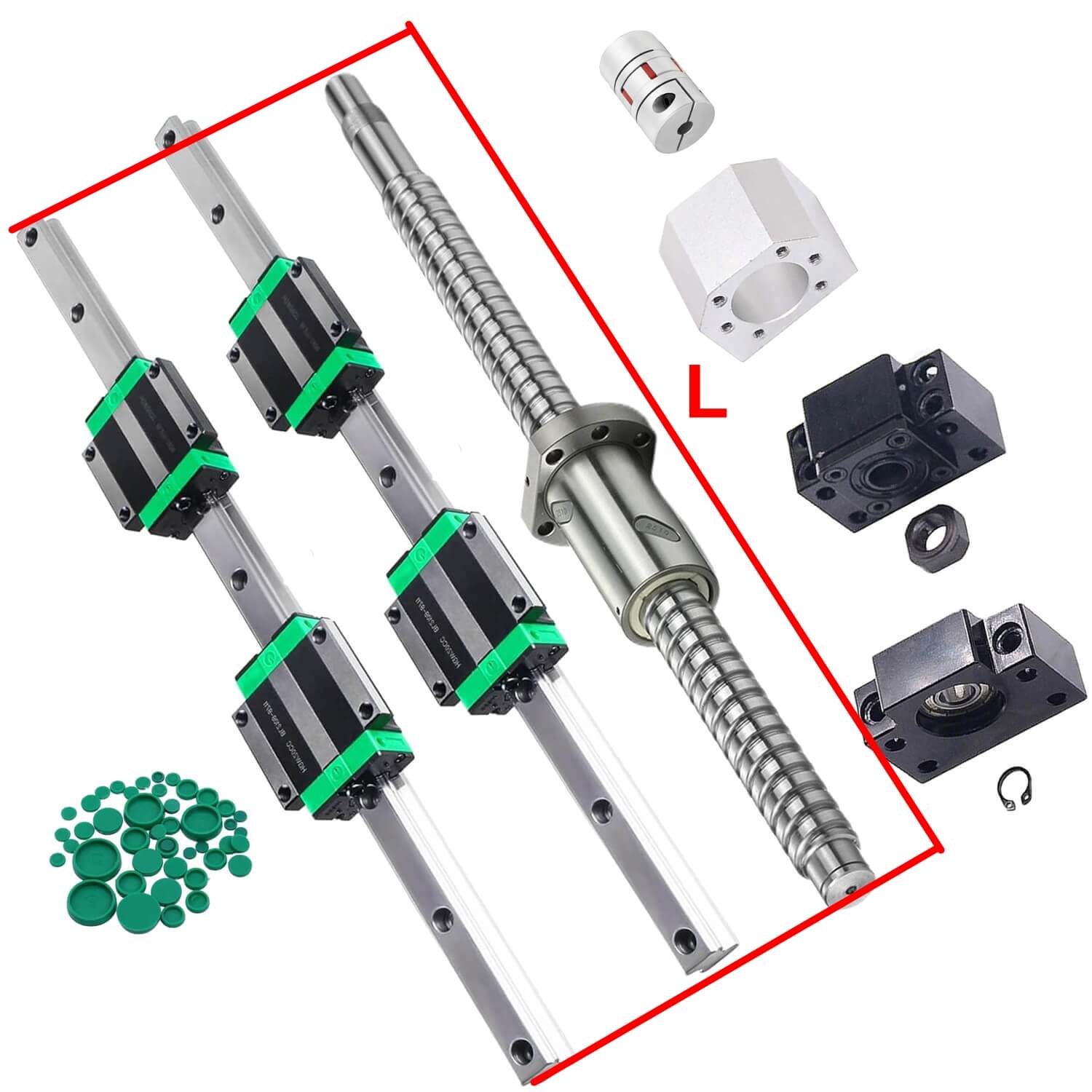 Ball Screw and Linear Rail Set: SFU1204 1605 2005 & HGR15 20