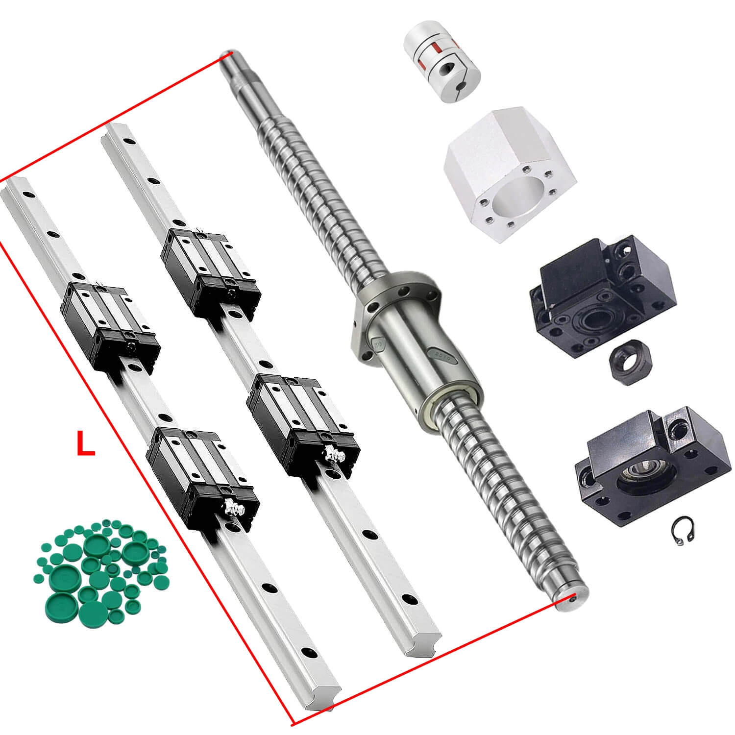 C5 Ground Ball Screw & High-accuracy  Linear Rail Set: SFU1204 1605 2005 & HGR15 20