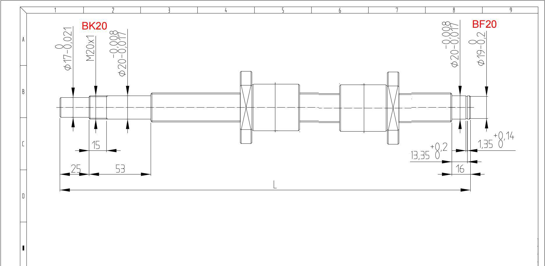 Double-Ended Reverse Ball Screws SFU2010, 2505, 2510, 3205