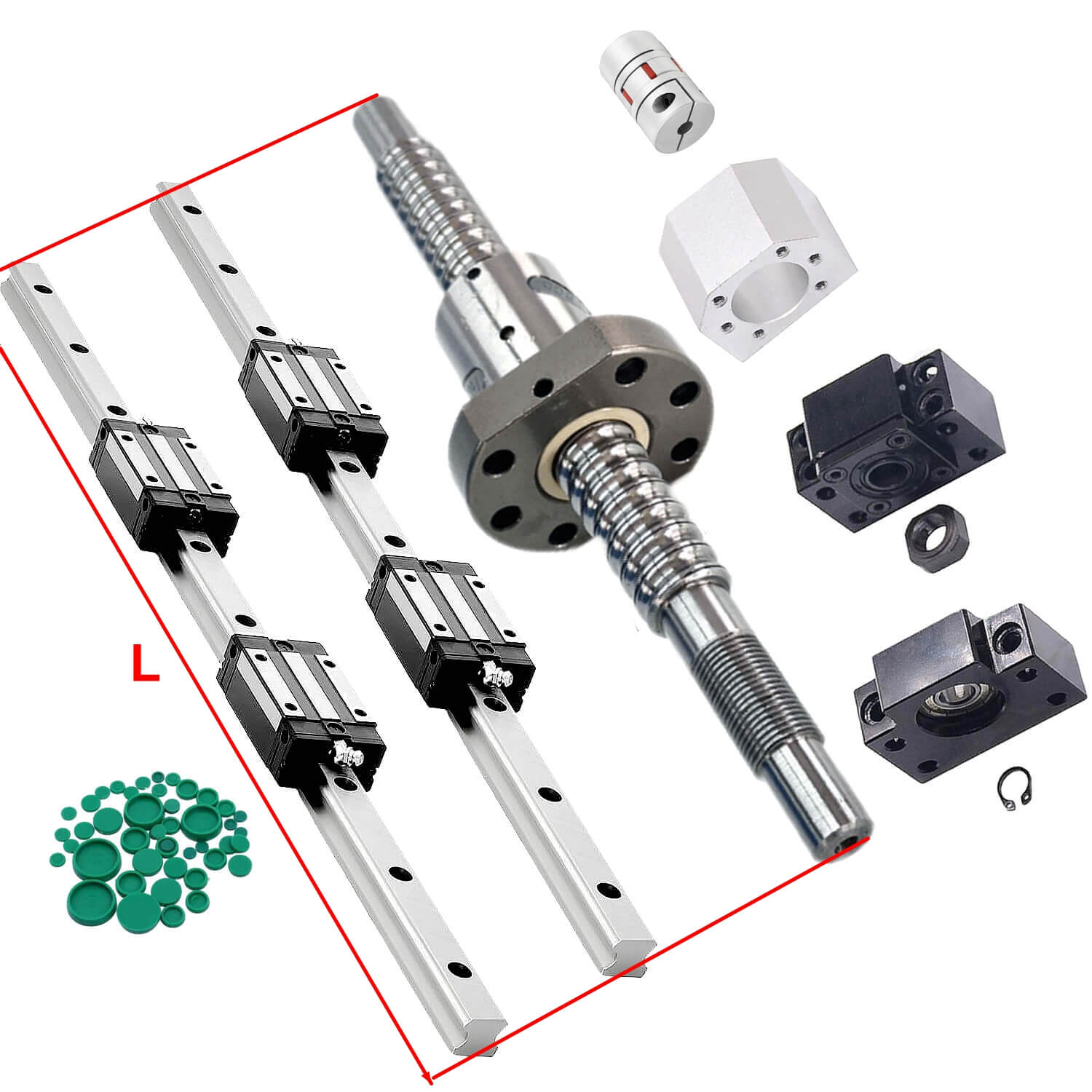 Ball Screw and Linear Rail Set: SFU1204 1605 2005 & HGR15 20