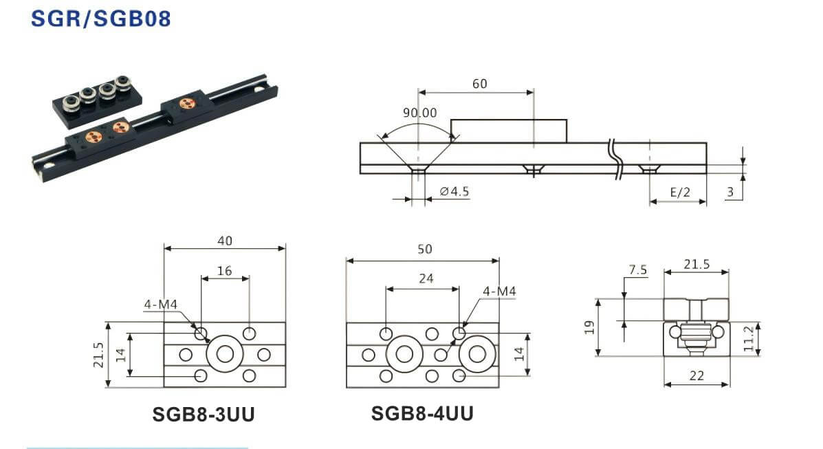SGB8 Miniature linear roller bearing