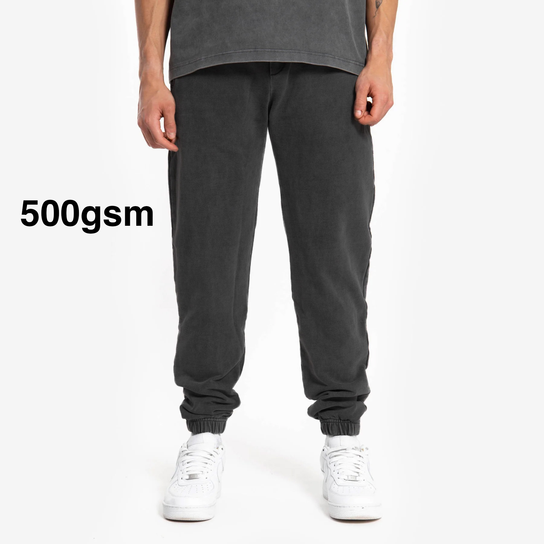 500gsm Joggers - Acid Washed Grey