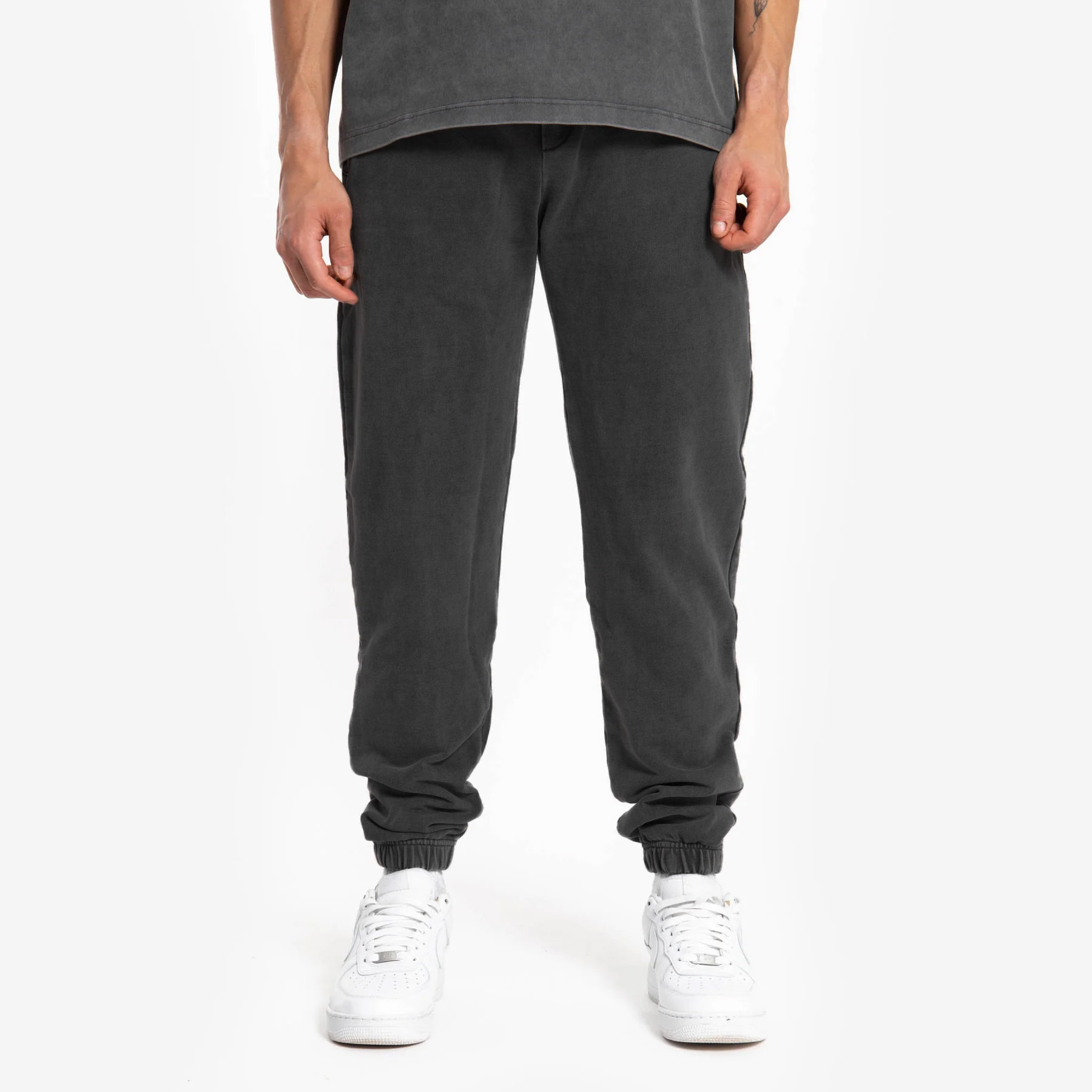 500gsm Cuffed Joggers - Acid Washed Grey