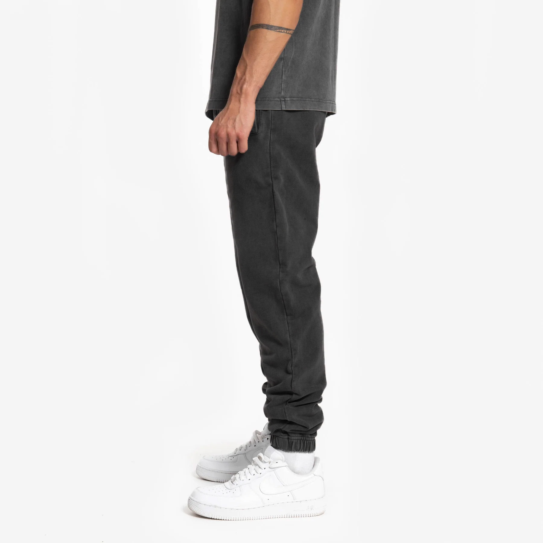 500gsm Cuffed Joggers - Acid Washed Grey