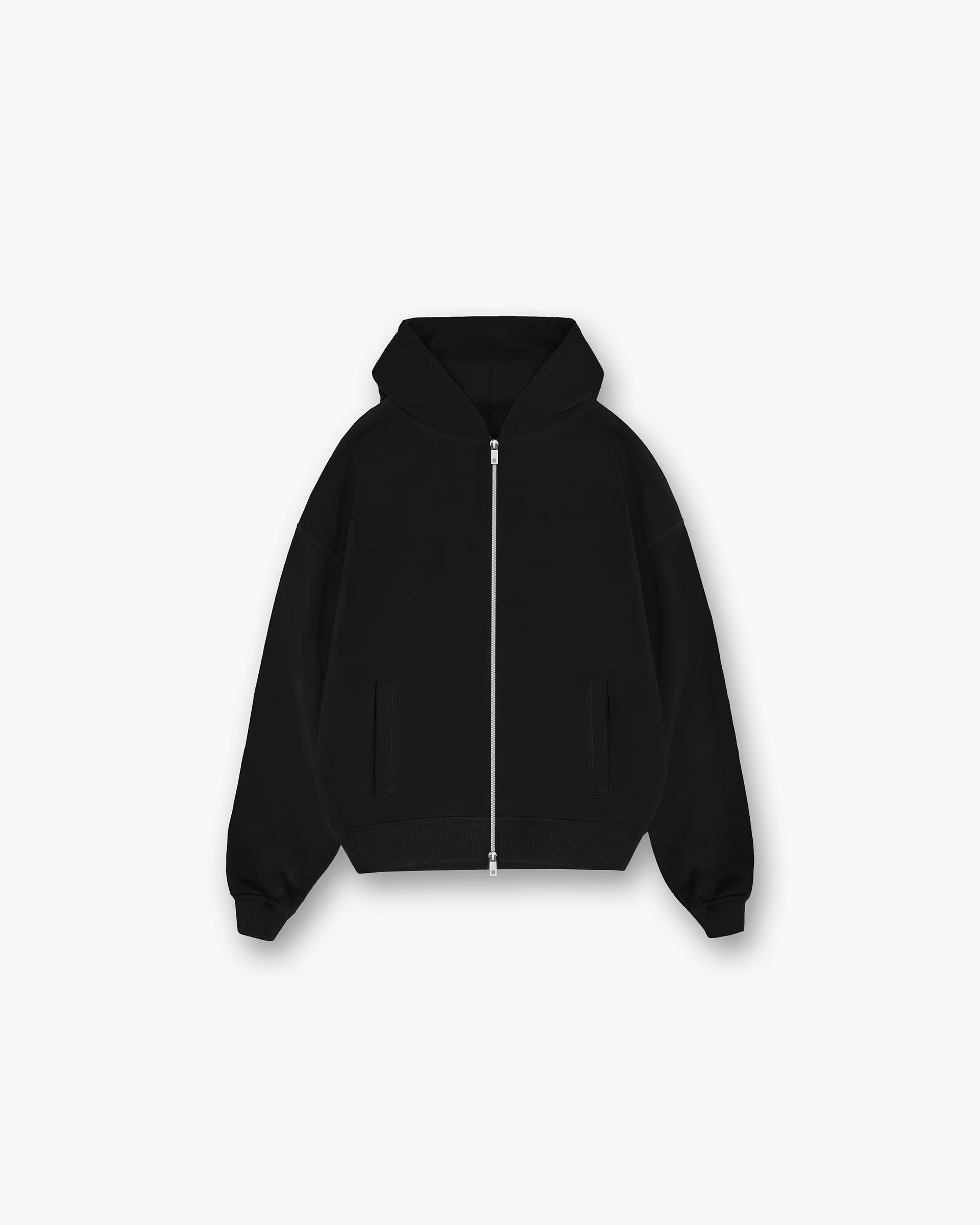 500gsm Double Zip Hoodie - Black