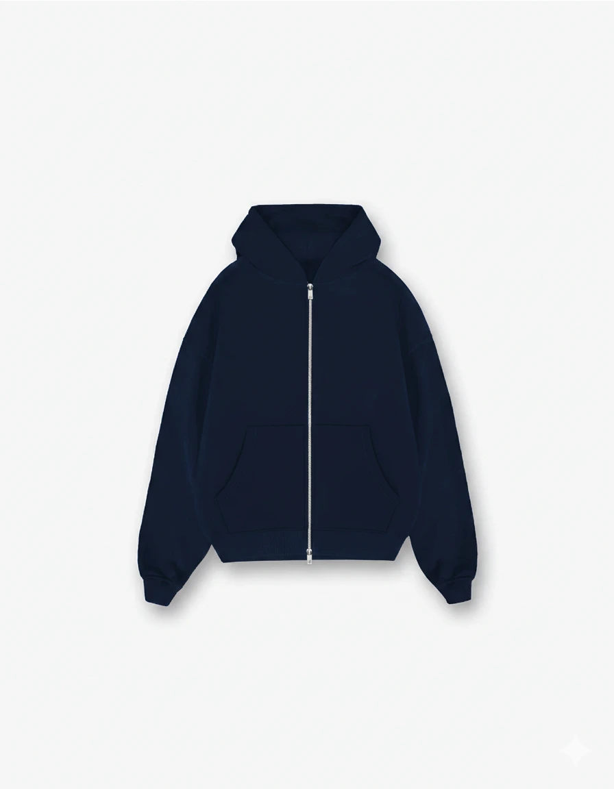 465gsm Double Zip Hoodie - Midnight Navy