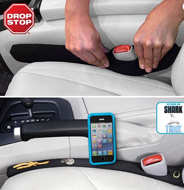 The Original Patented Car Seat Gap Filler (AS SEEN ON Shark Tank) - Set of 2 and Slide Free Pad and Light