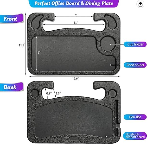 Auto Steering Wheel Desk, Car Travel Table, Food Eating Hook On Steering Wheel Tray