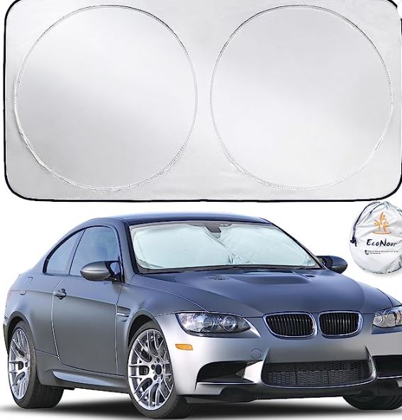 Car Windshield Sun Shade | Reflector Sunshade Offers Ultimate Protection for Car Interior | Cool Car Reflective Sun Blocker Fits Small Sedans, Mini SUVs, & Hatchbacks 