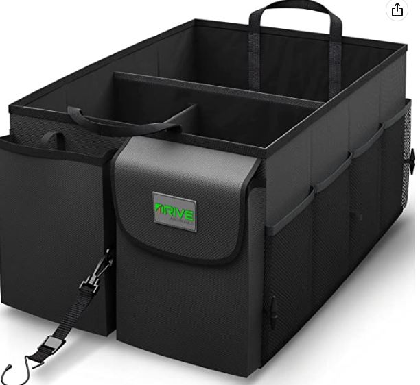 Auto Car Trunk Organizer - Collapsible, Multi-Compartment for Storage w/Adjustable Straps