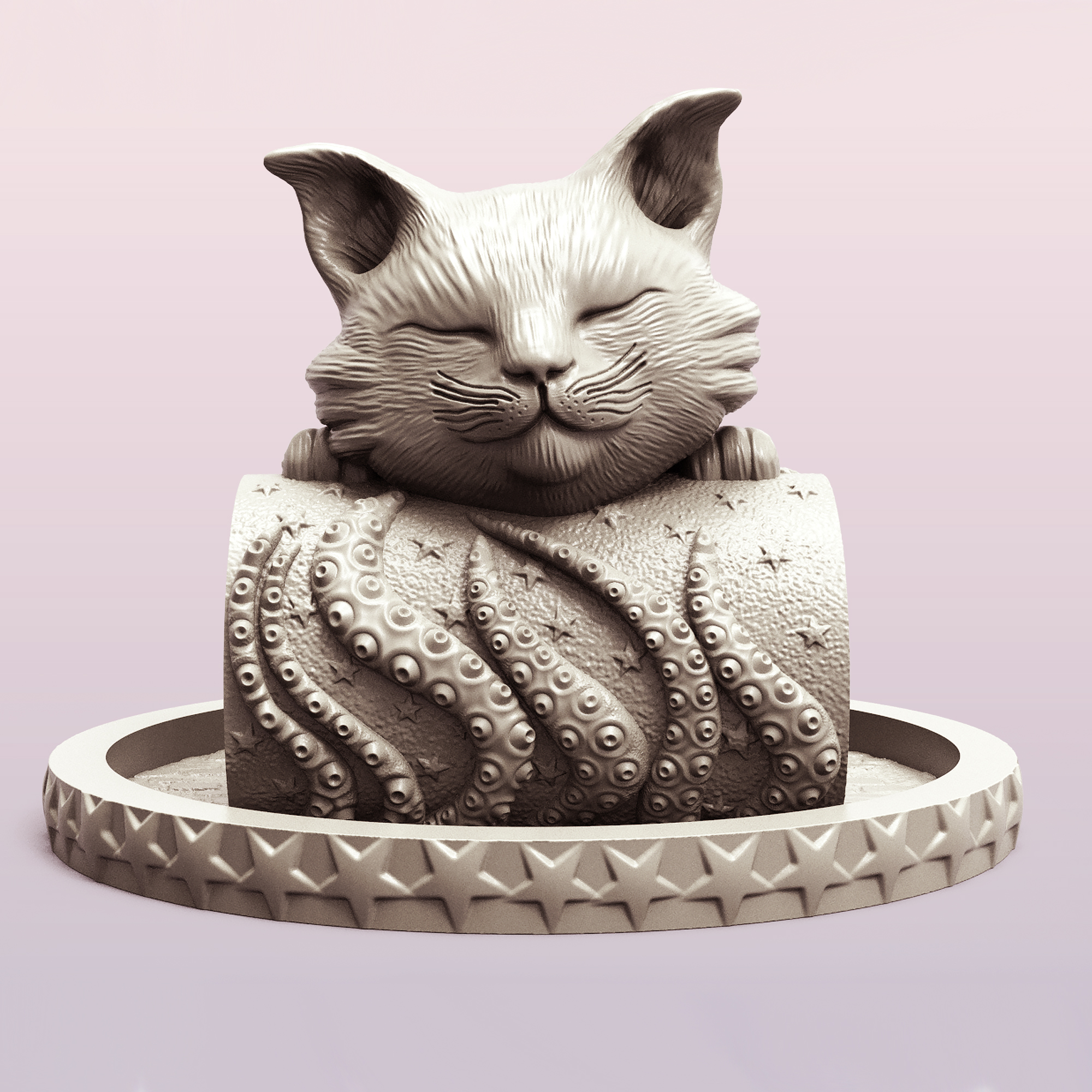 Relaxing Cat Planter - 3D Printable Ready STL File for 3D Printing
