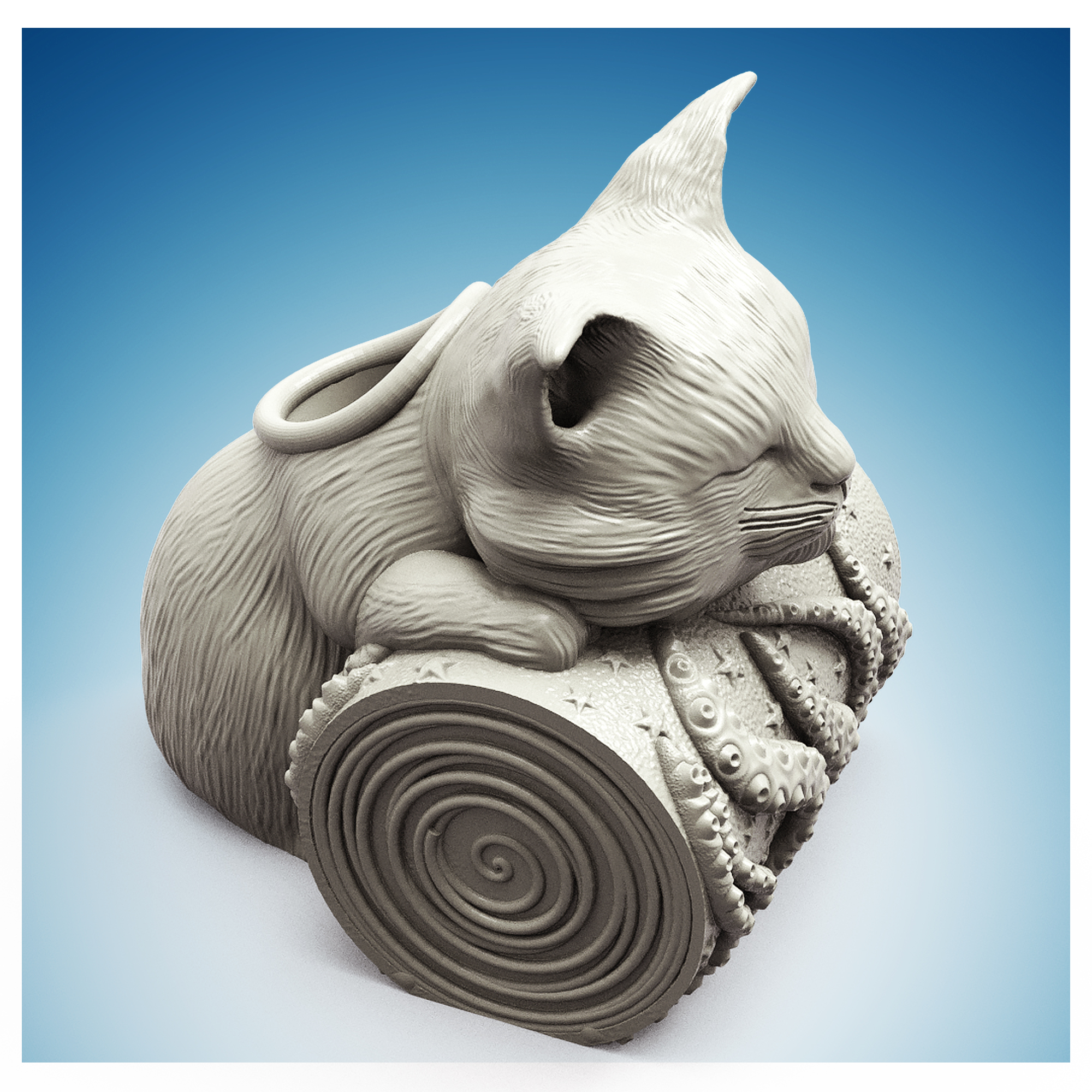 Relaxing Cat Planter - 3D Printable Ready STL File for 3D Printing