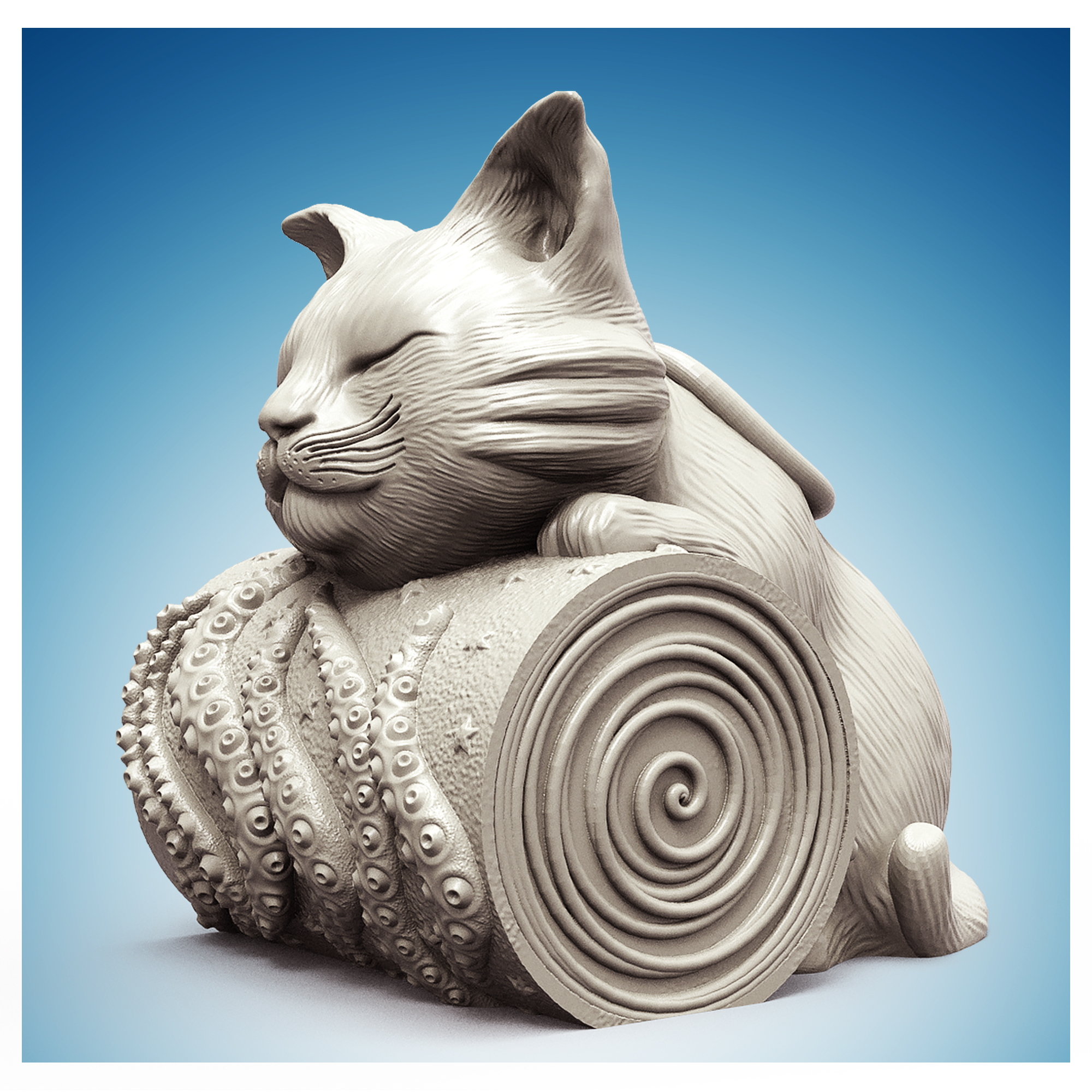 Relaxing Cat Planter - 3D Printable Ready STL File for 3D Printing