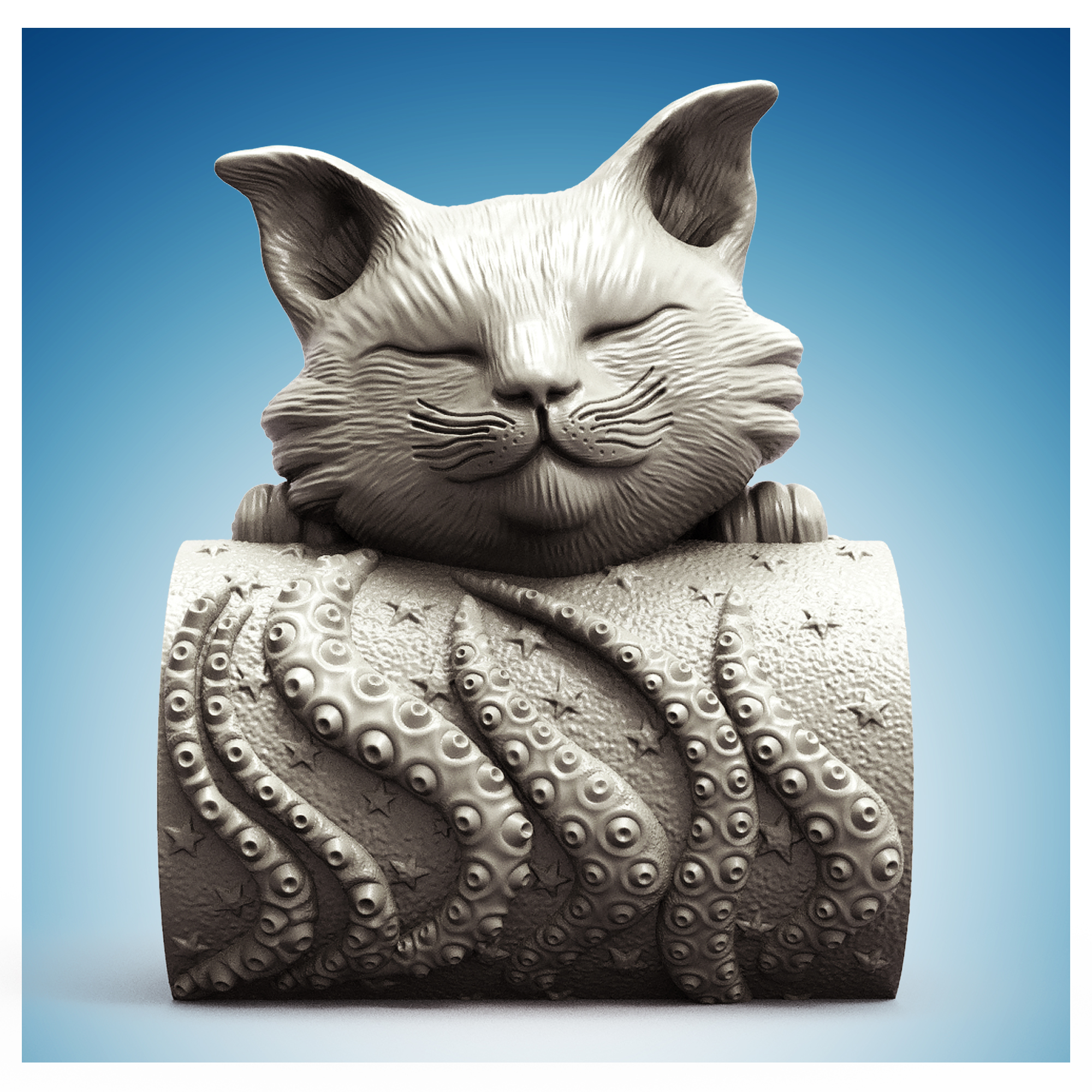 Relaxing Cat Planter - 3D Printable Ready STL File for 3D Printing