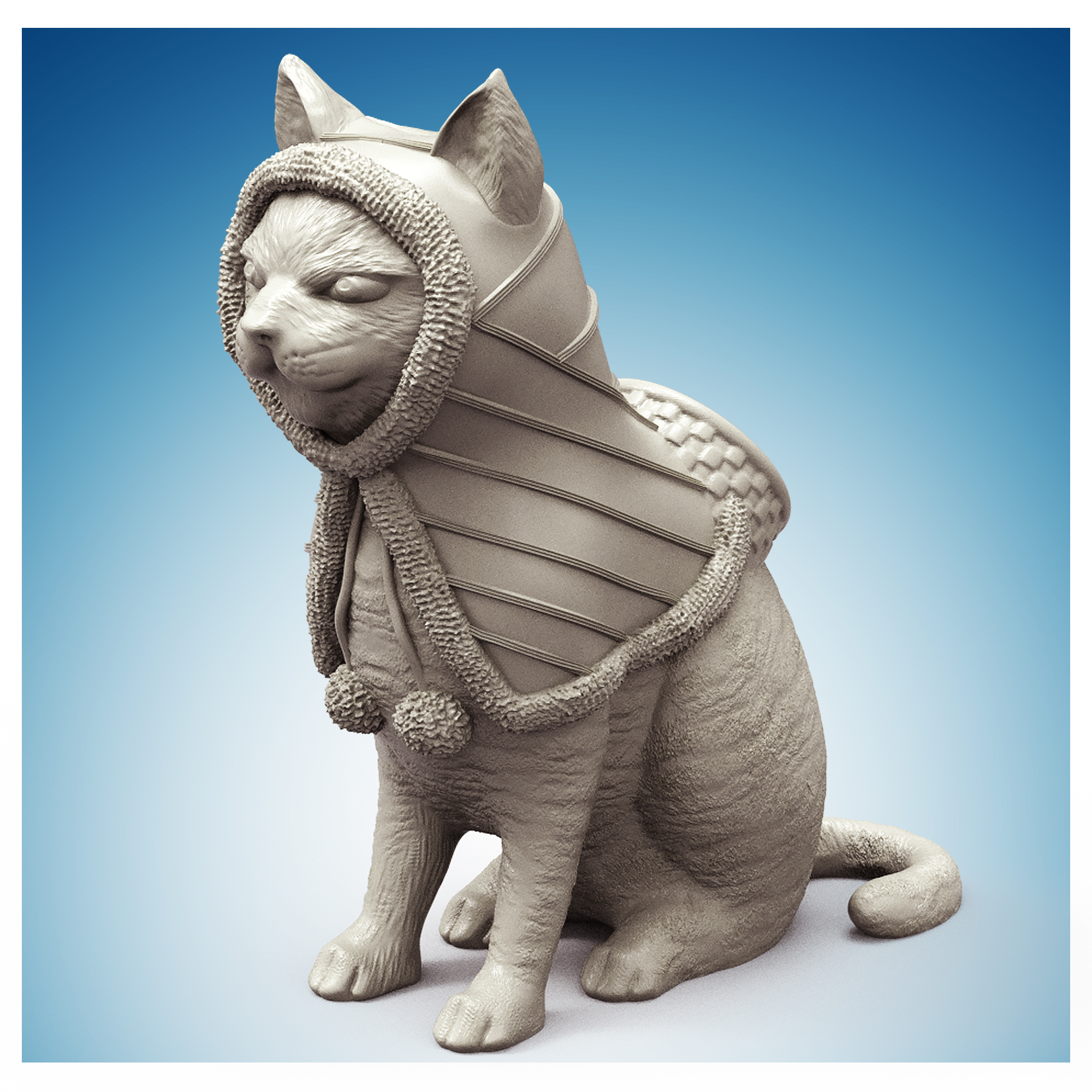 Hoodie Cat Animal Planter - STL Format 3D Printable Ready File