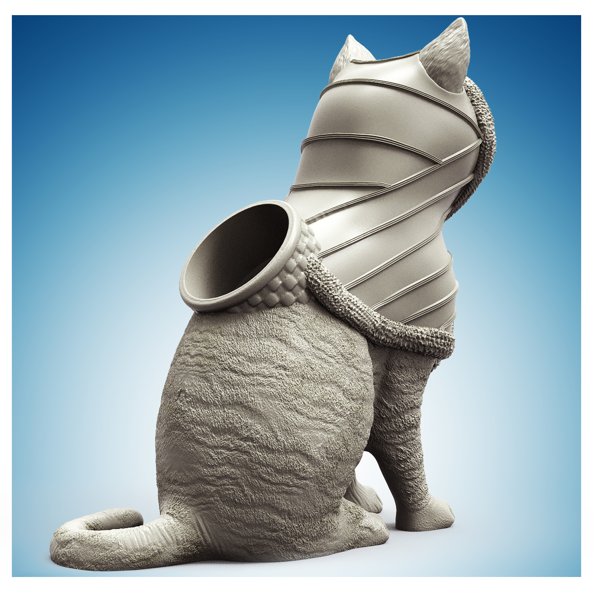 Hoodie Cat Animal Planter - STL Format 3D Printable Ready File
