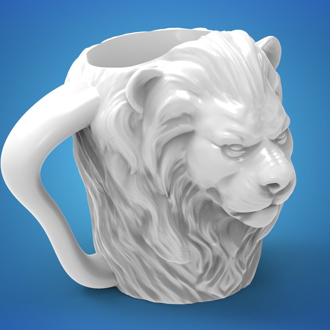 Lion Head Mug - STL Format 3D Printable Ready File