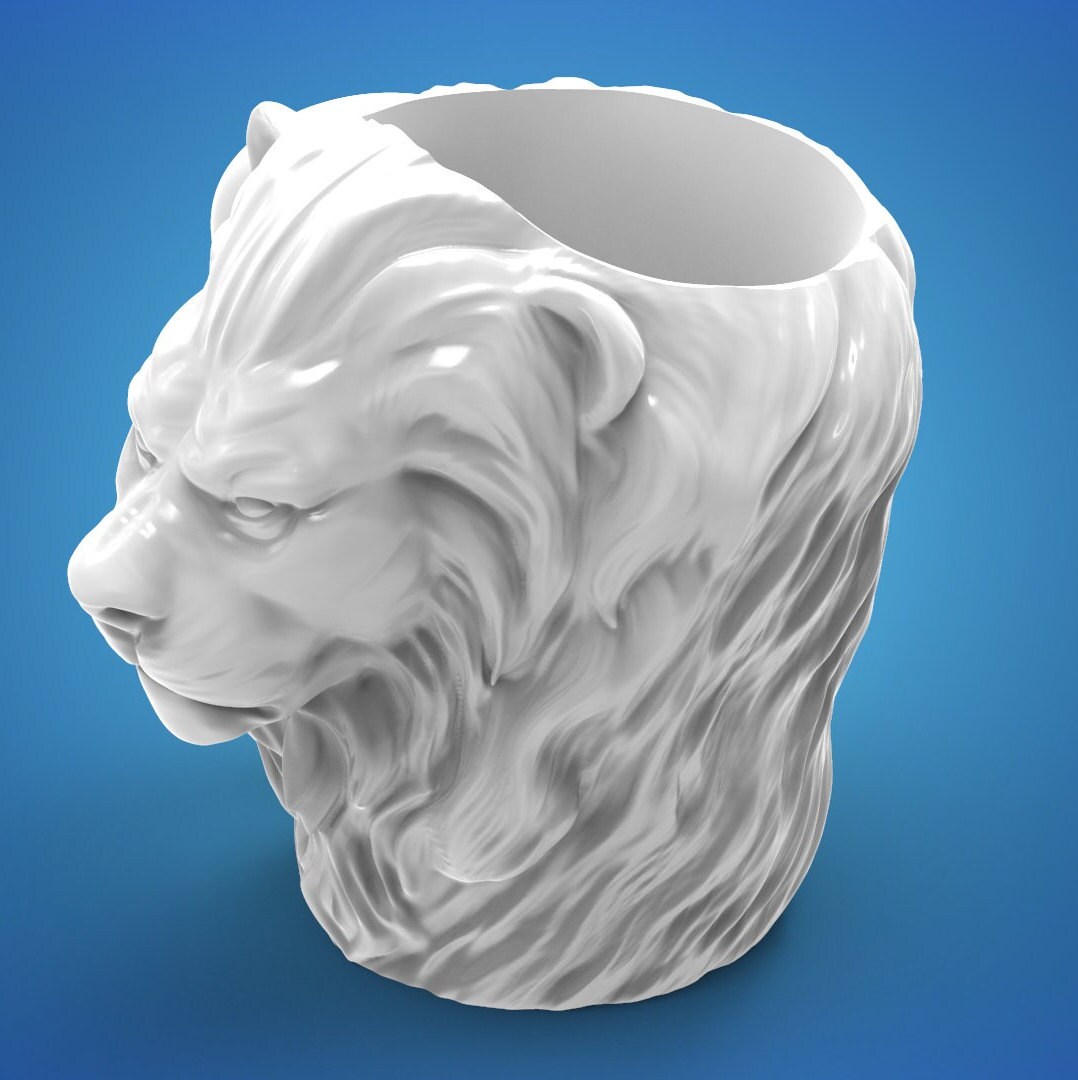 Lion Head Mug - STL Format 3D Printable Ready File