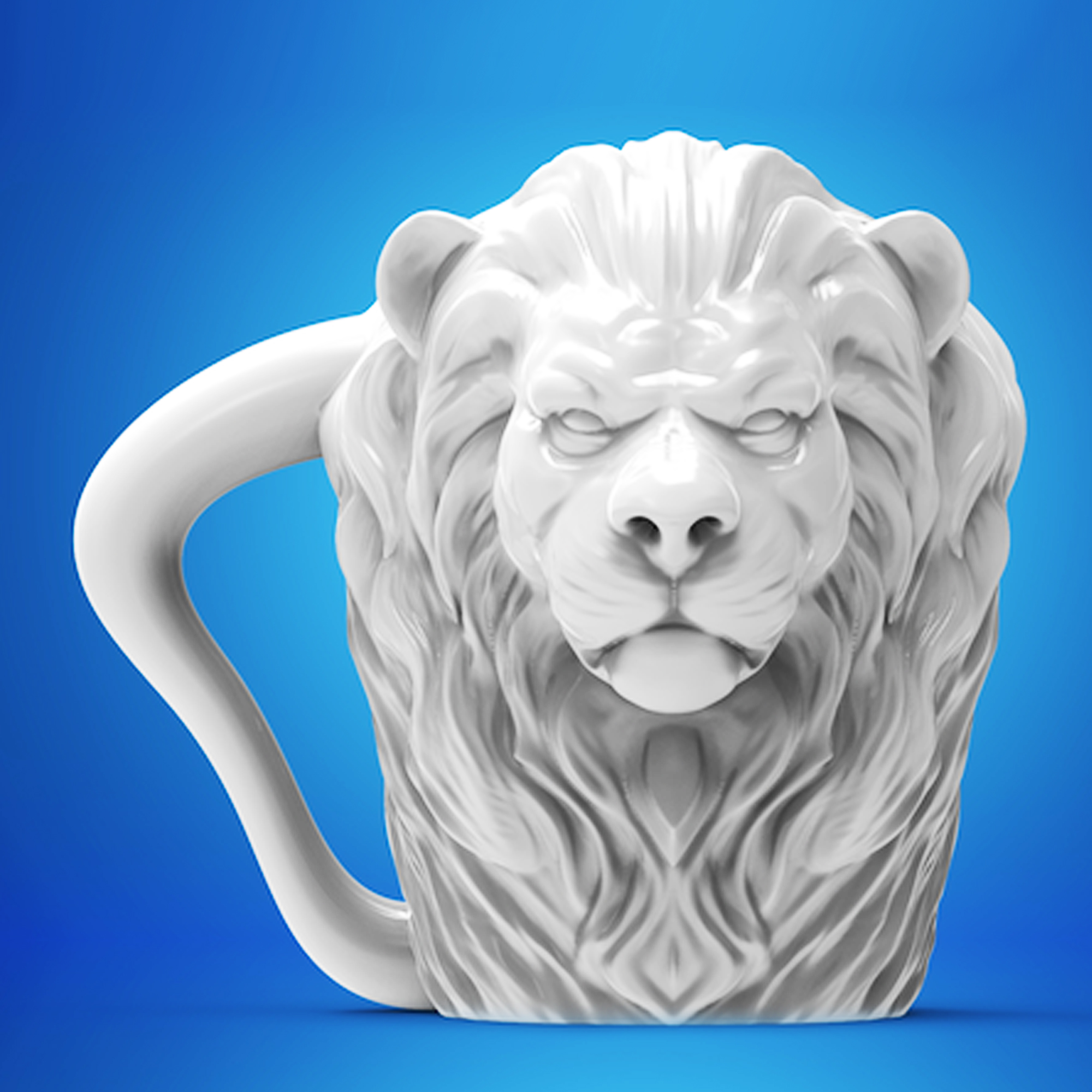 Lion Head Mug - STL Format 3D Printable Ready File