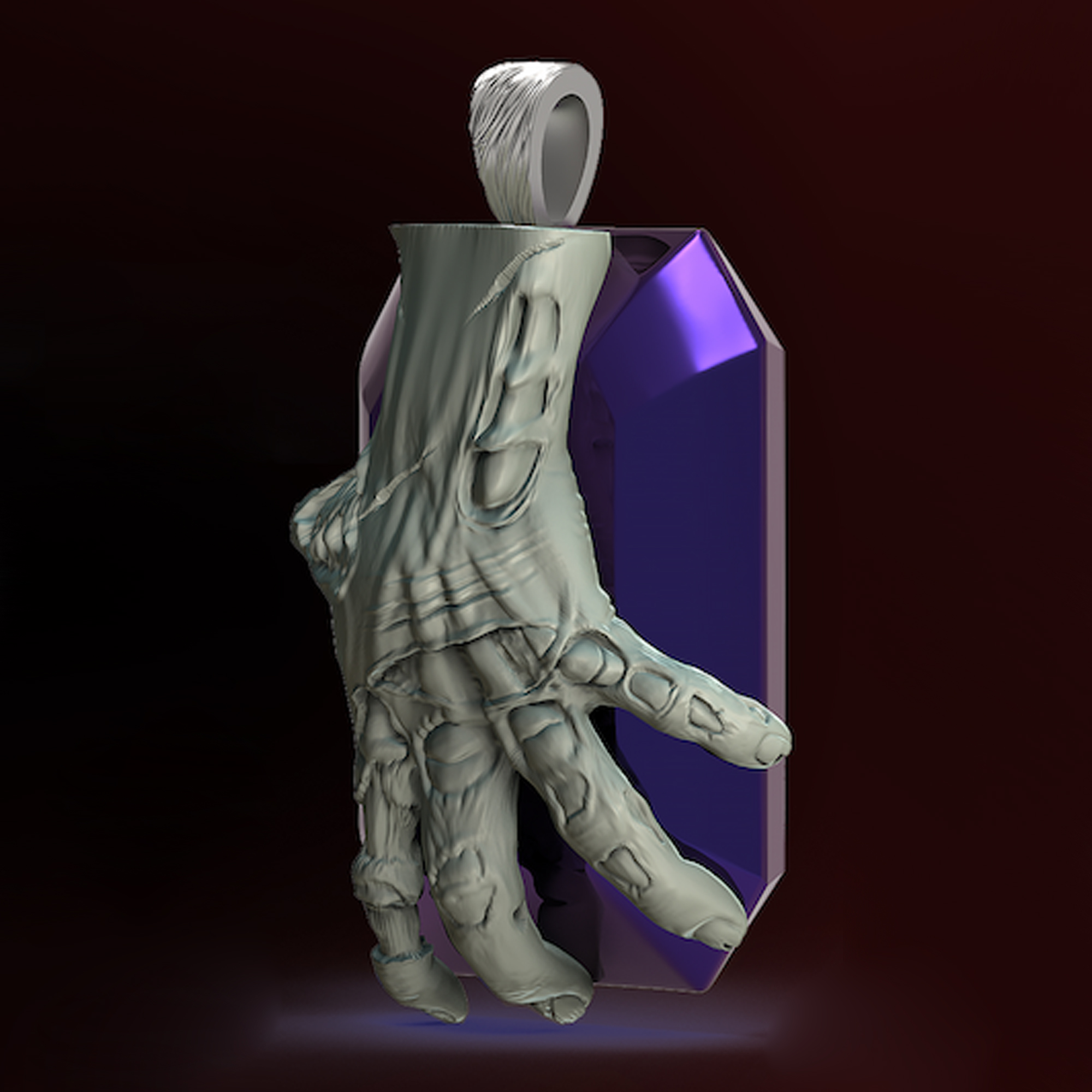 Spooky Horror Halloween Dead Man's Amethyst Pendant Jewelry 3D Printer STL File Format