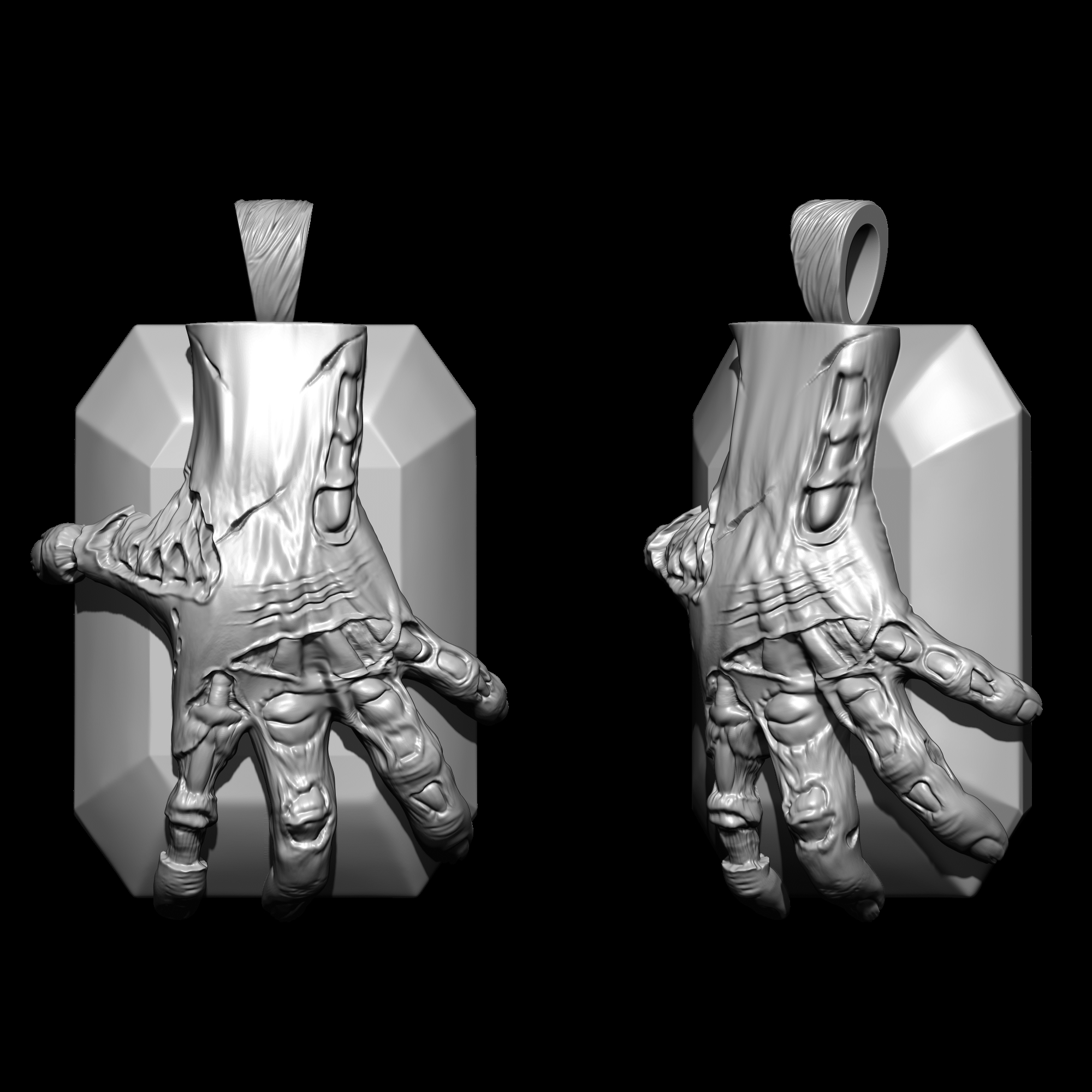 Spooky Horror Halloween Dead Man's Amethyst Pendant Jewelry 3D Printer STL File Format