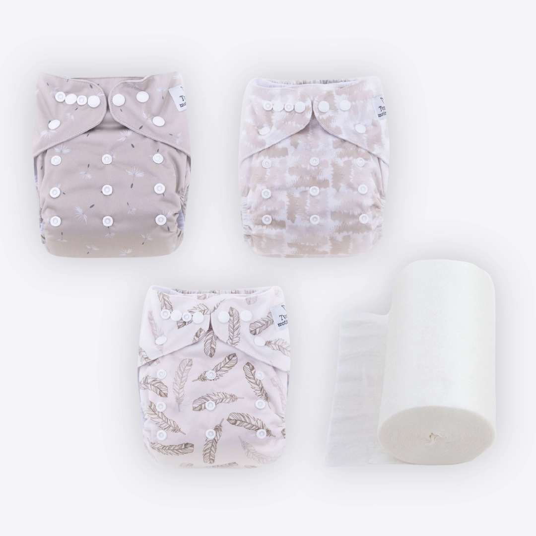 Mini pradinis rinkinys | Daugkartinės sauskelnės ir priedai | "Smėlio kopa" 