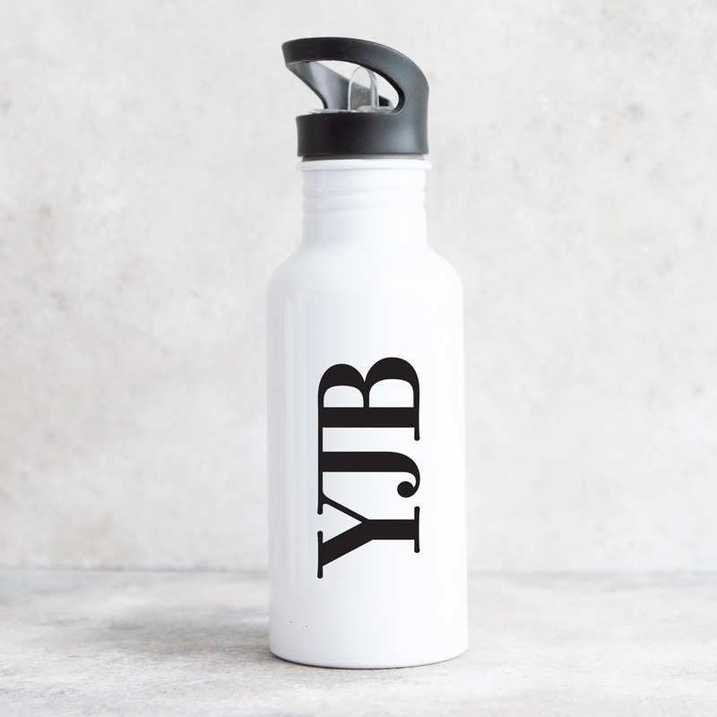 YJB Water Bottle With Straw White 