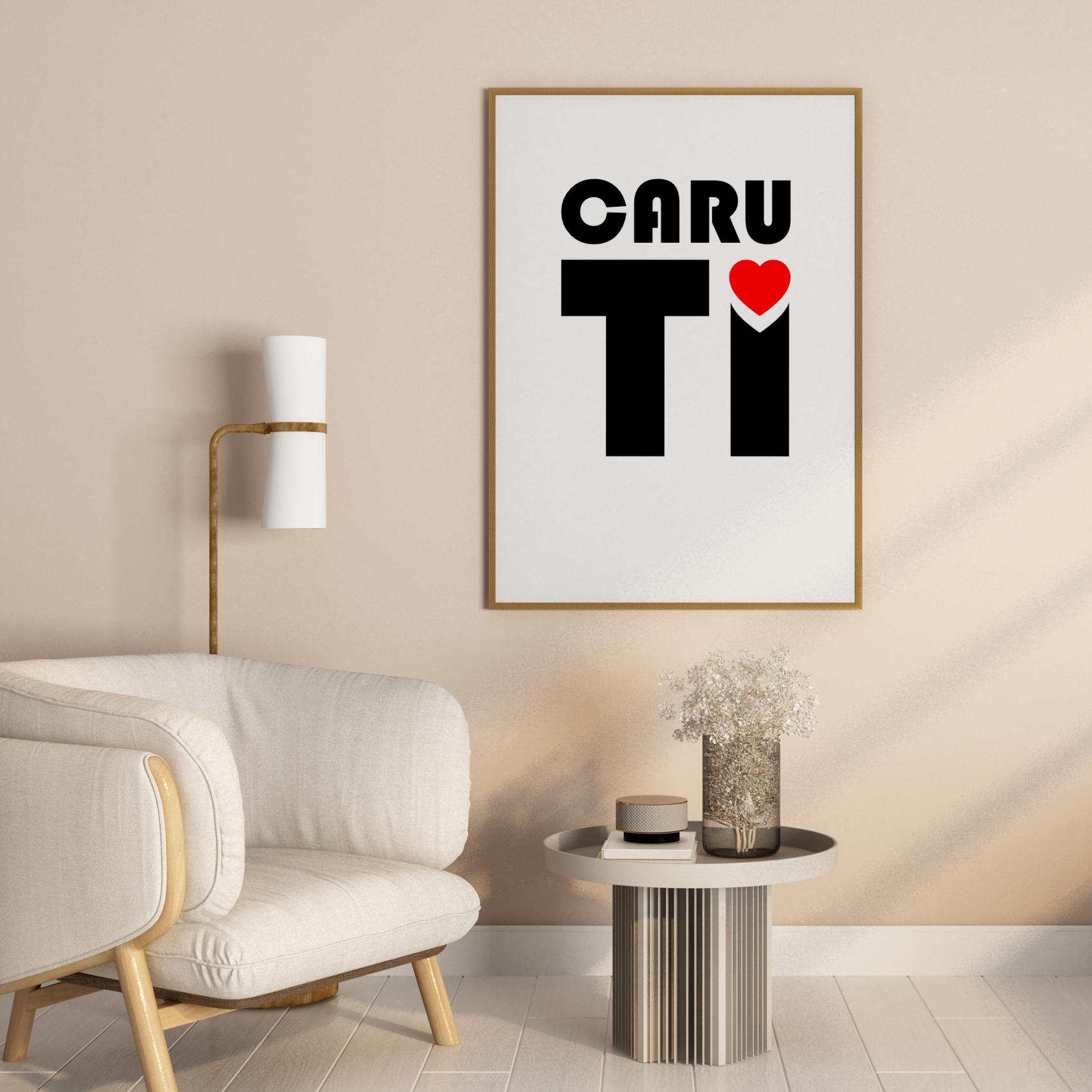 Retro Minimalist Caru Ti - Love You Poster