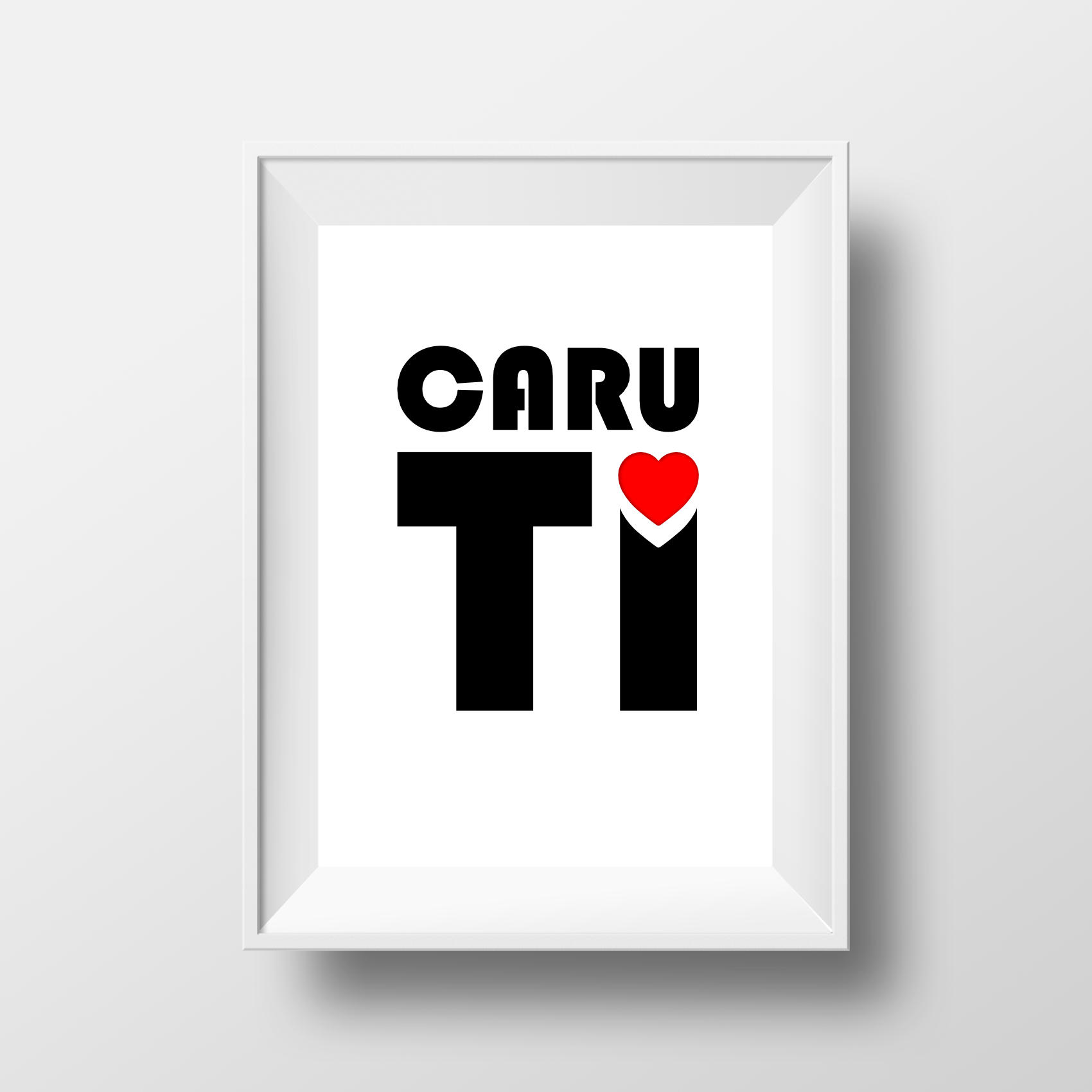 Retro Minimalist Caru Ti - Love You Poster