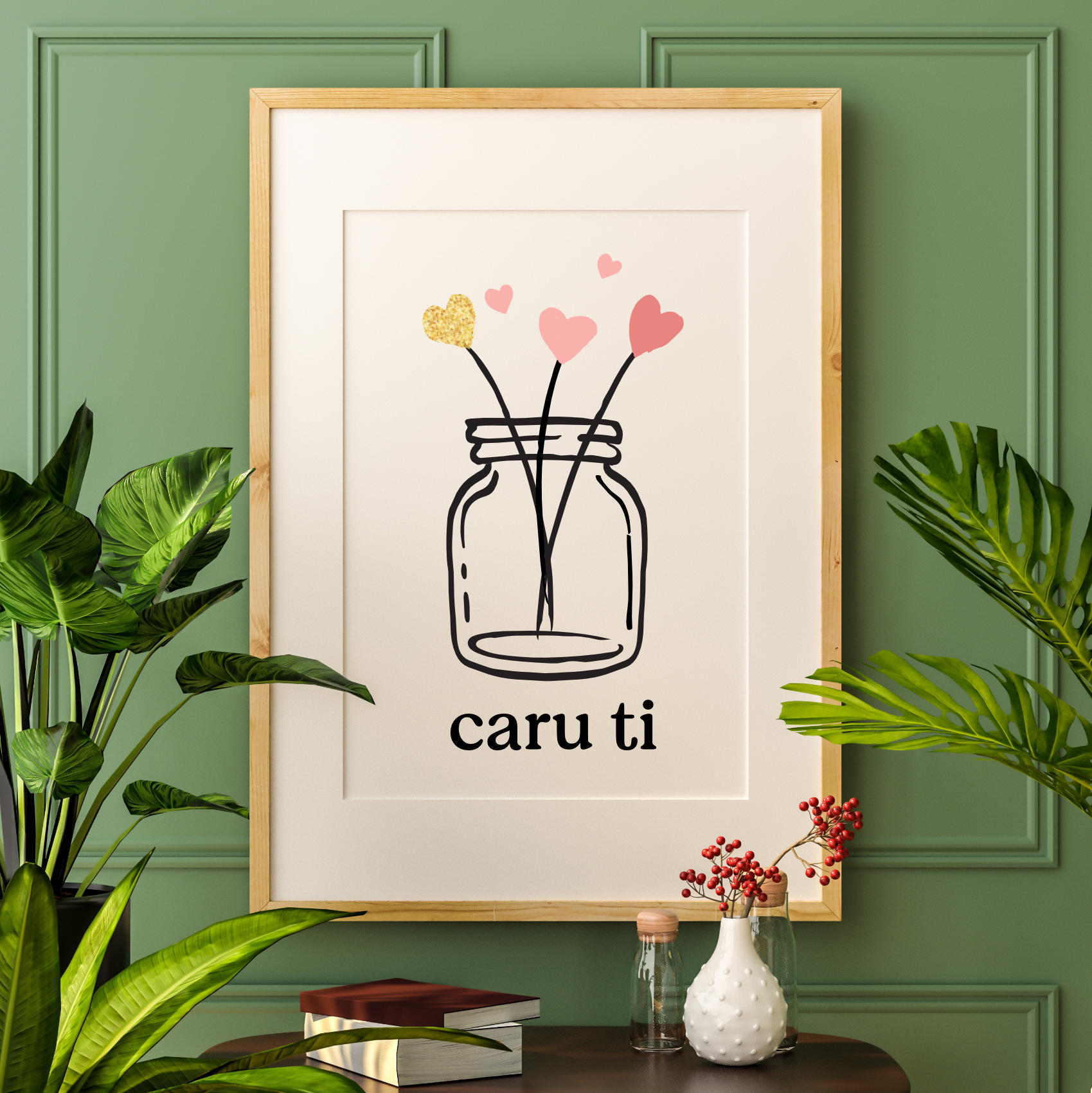 Modern Minimalist Caru Ti - Love You Poster