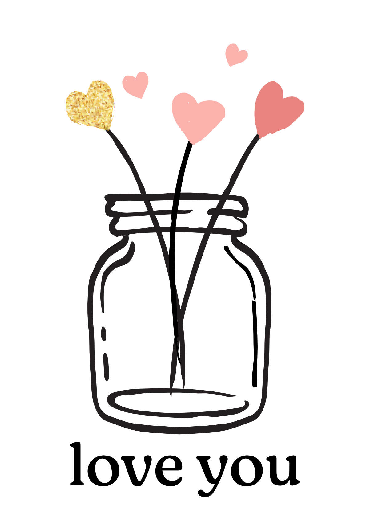 Modern Minimalist Love You Poster