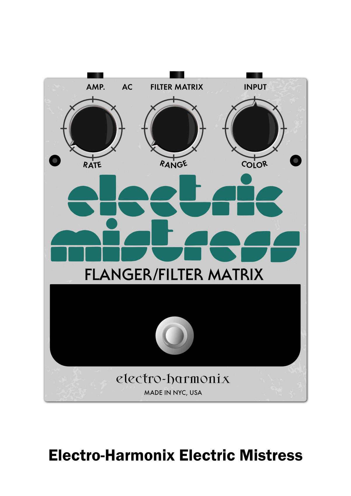 Poster Illustration of the famous Electric Mistress guitar pedal by Electro-Harmonix