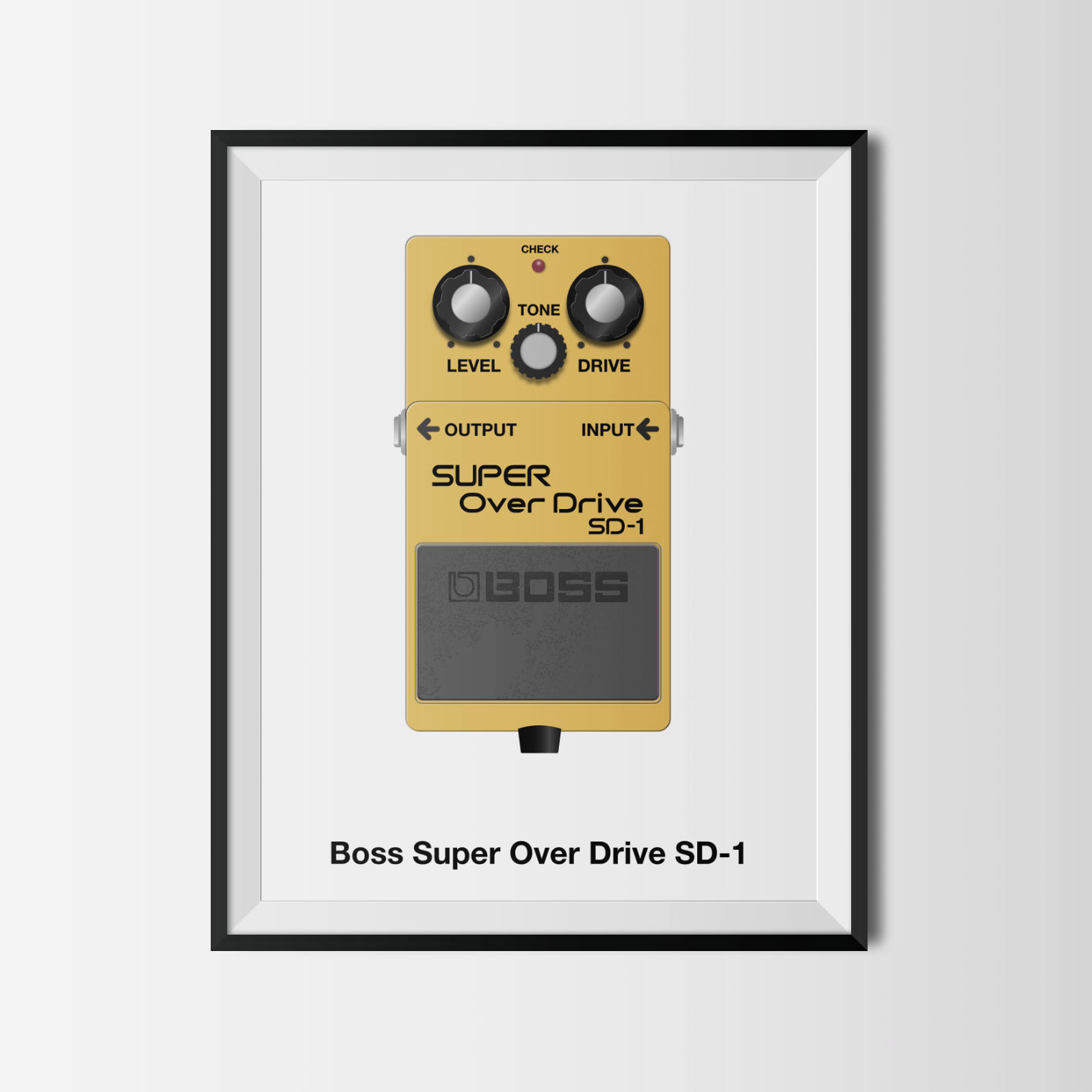 Poster Illustration of the famous SD-1 Super OverDrive guitar pedal by Boss.