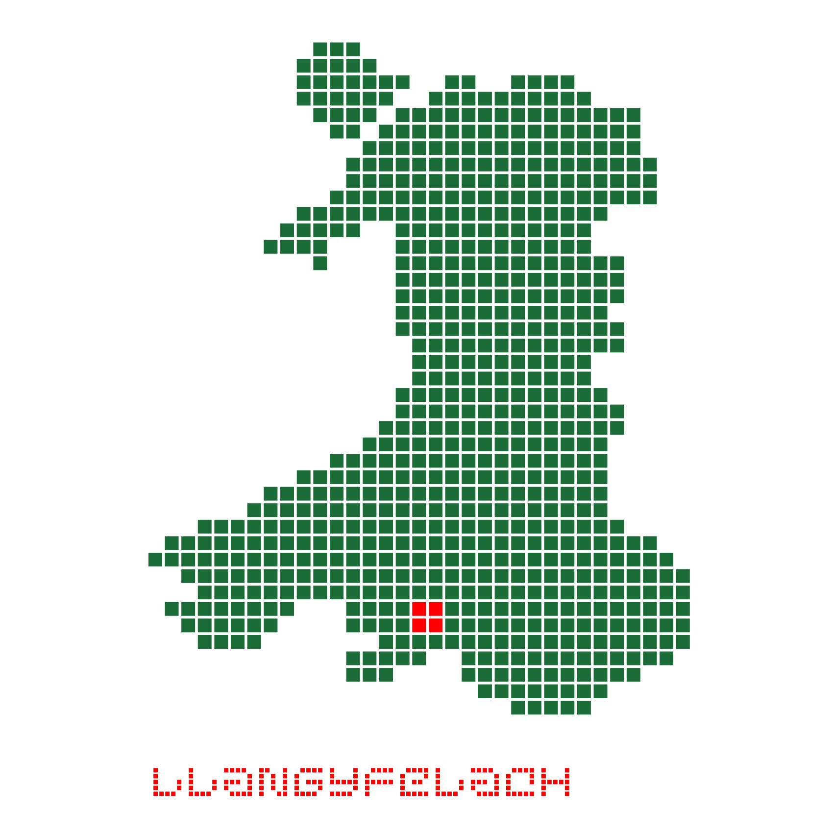 Celebrate Wales with our graphic pixellated map poster. A modern, artistic take on the Welsh landscape.
