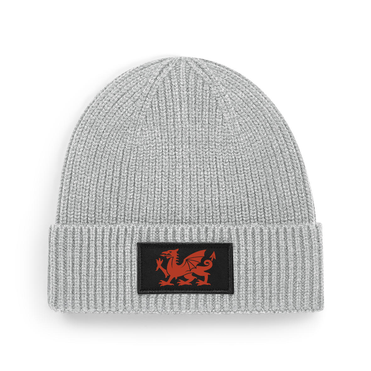 Comfy Welsh Red Dragon Beanie, Smart, Unisex Cuffed Skull Cap, Minimal Welsh Design 