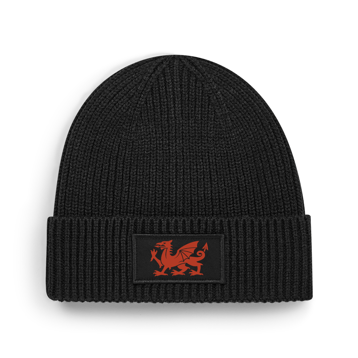Comfy Welsh Red Dragon Beanie, Smart, Unisex Cuffed Skull Cap, Minimal Welsh Design 