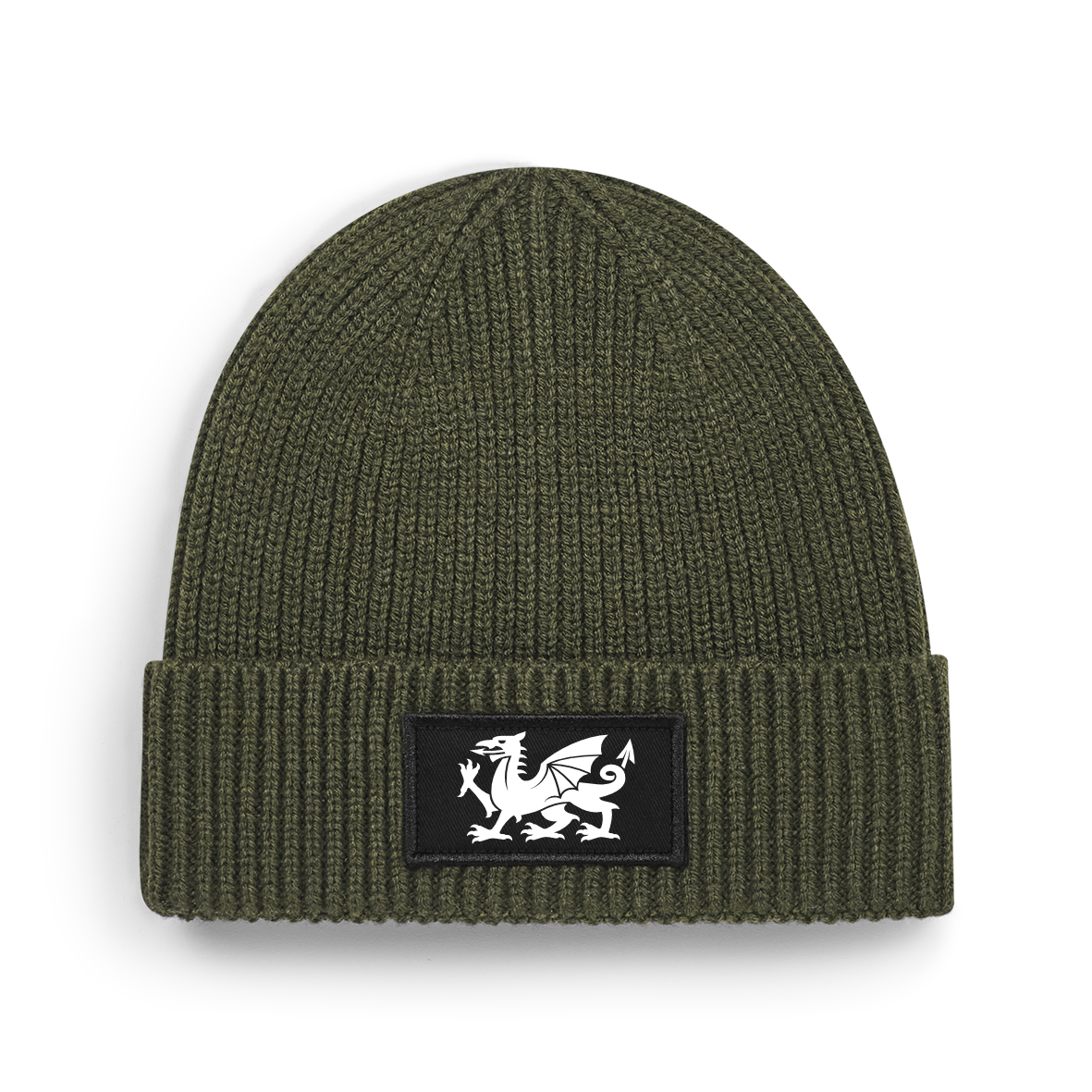 Comfy White Welsh Dragon Beanie, Smart, Unisex Cuffed Skull Cap, Minimal Welsh Design 